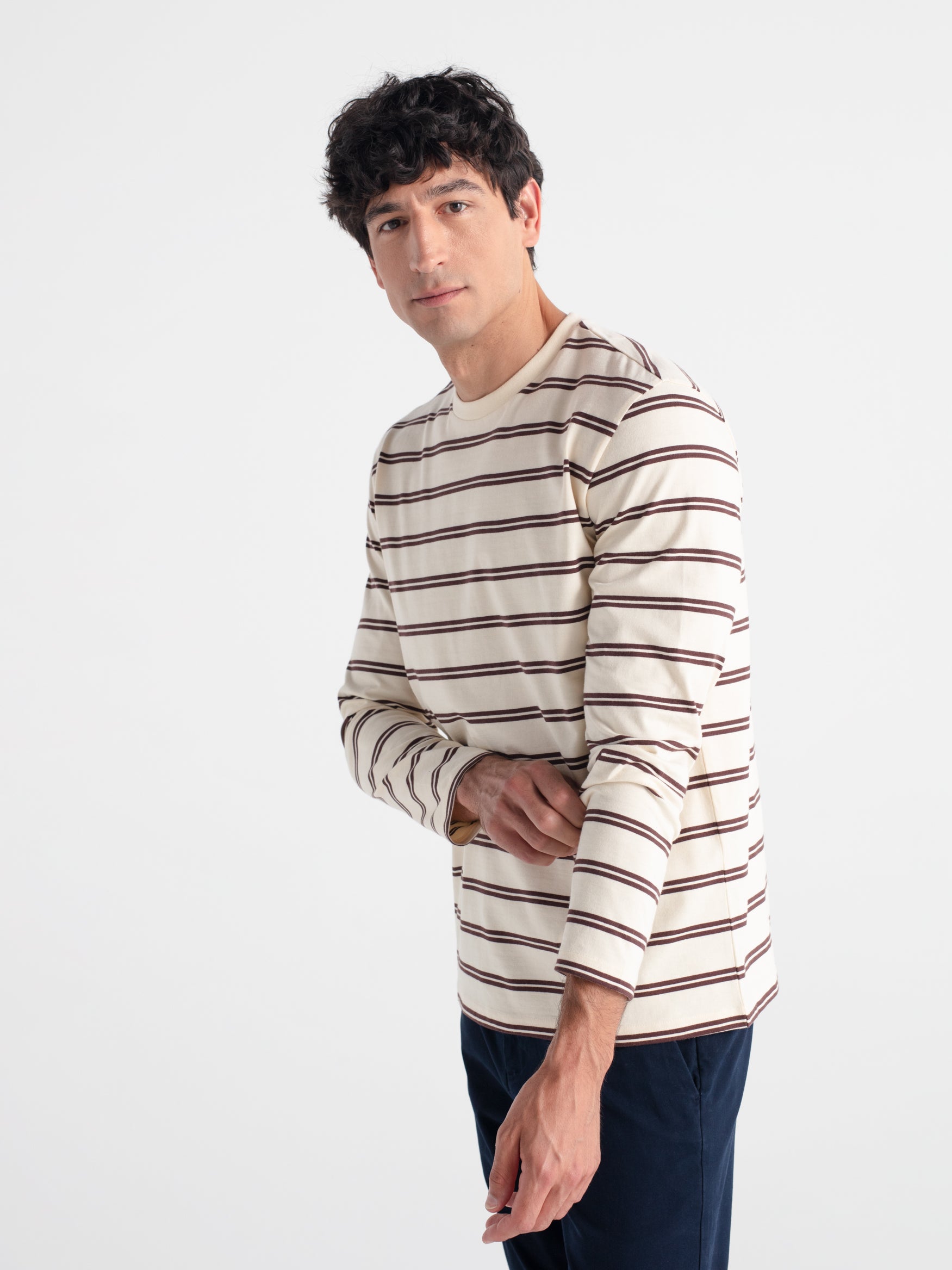 Long-sleeved striped shirt