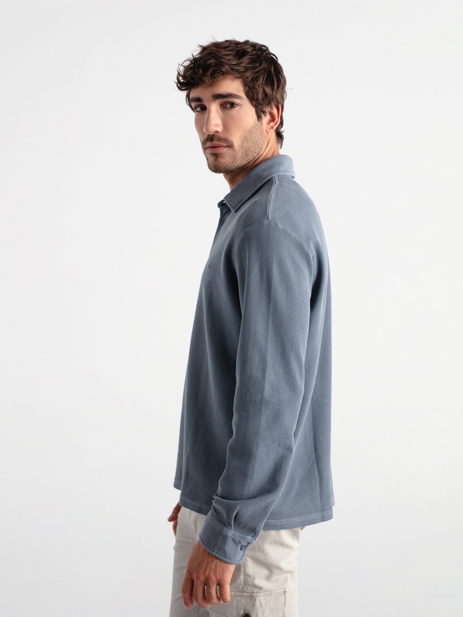 100% cotton long-sleeve polo shirt