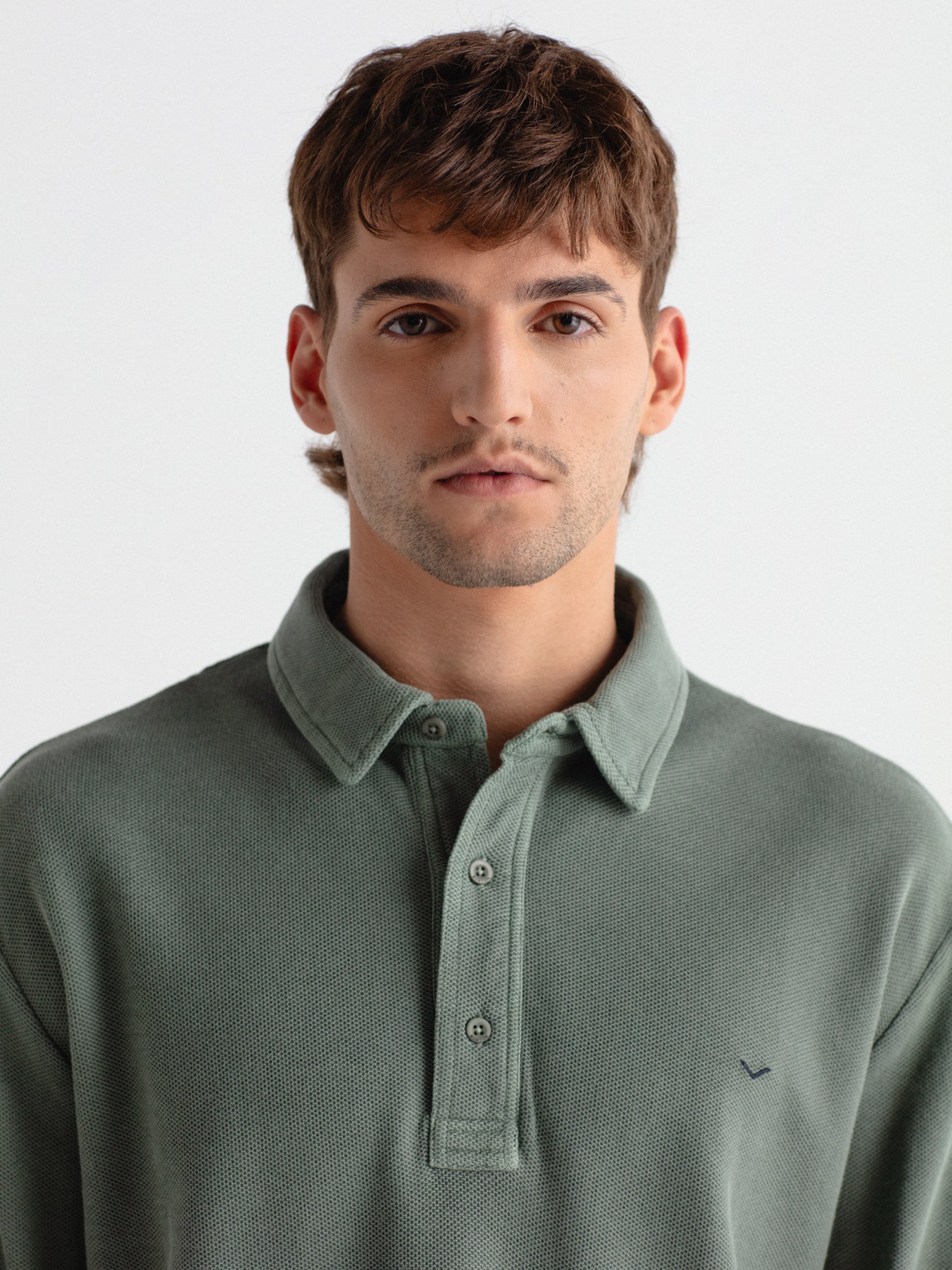 100% cotton long-sleeve polo shirt
