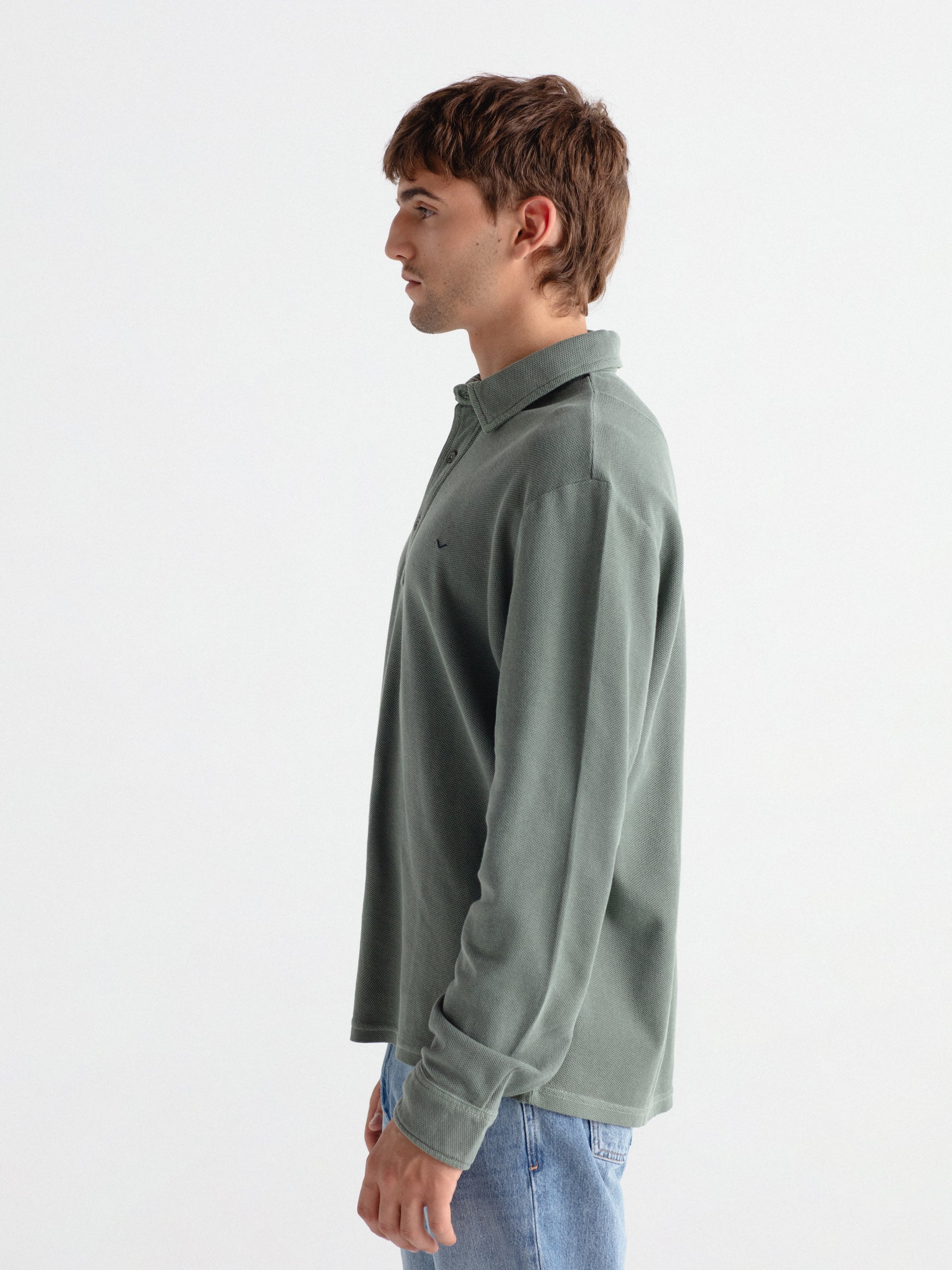 100% cotton long-sleeve polo shirt