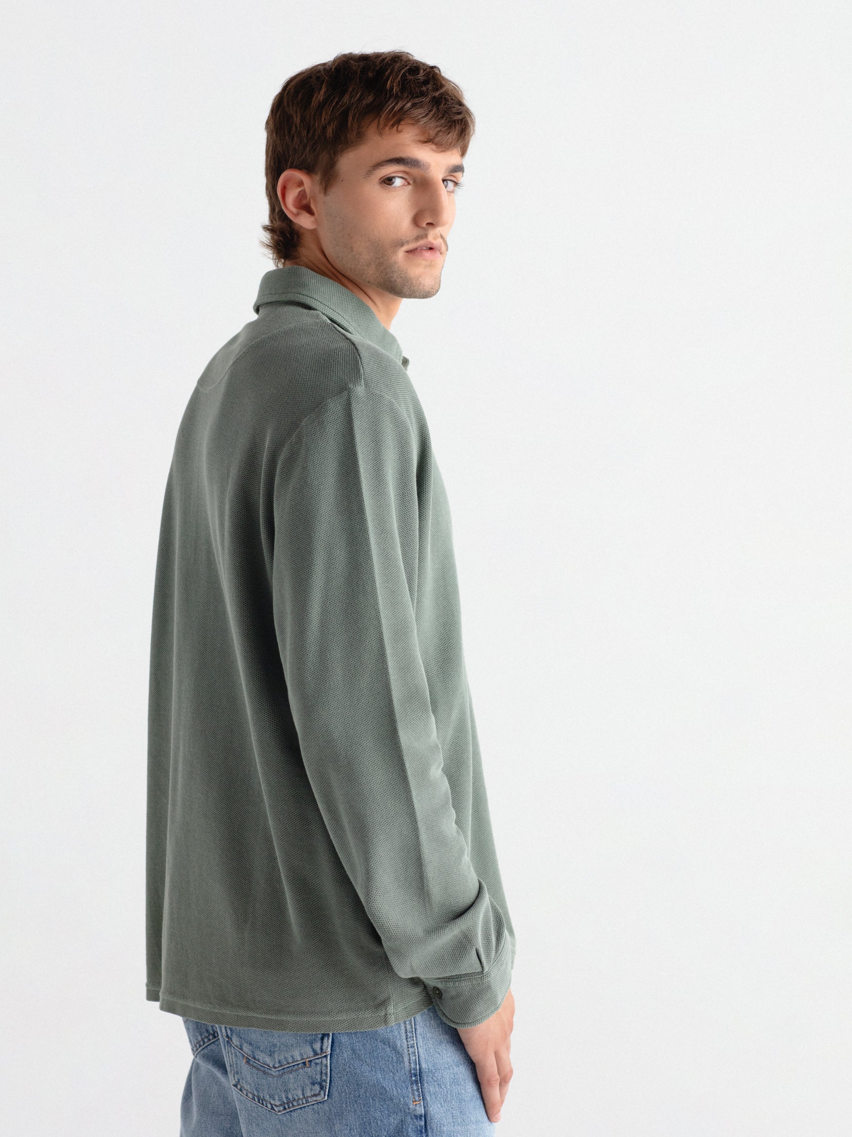 100% cotton long-sleeve polo shirt