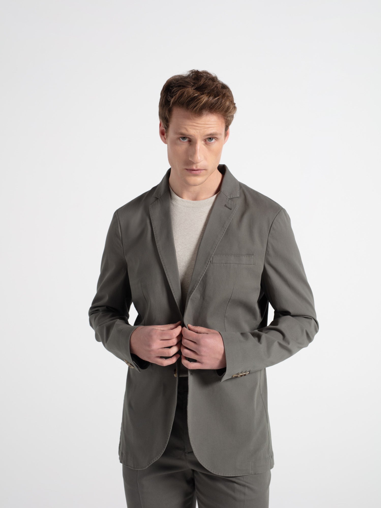 Plain cotton casual blazer