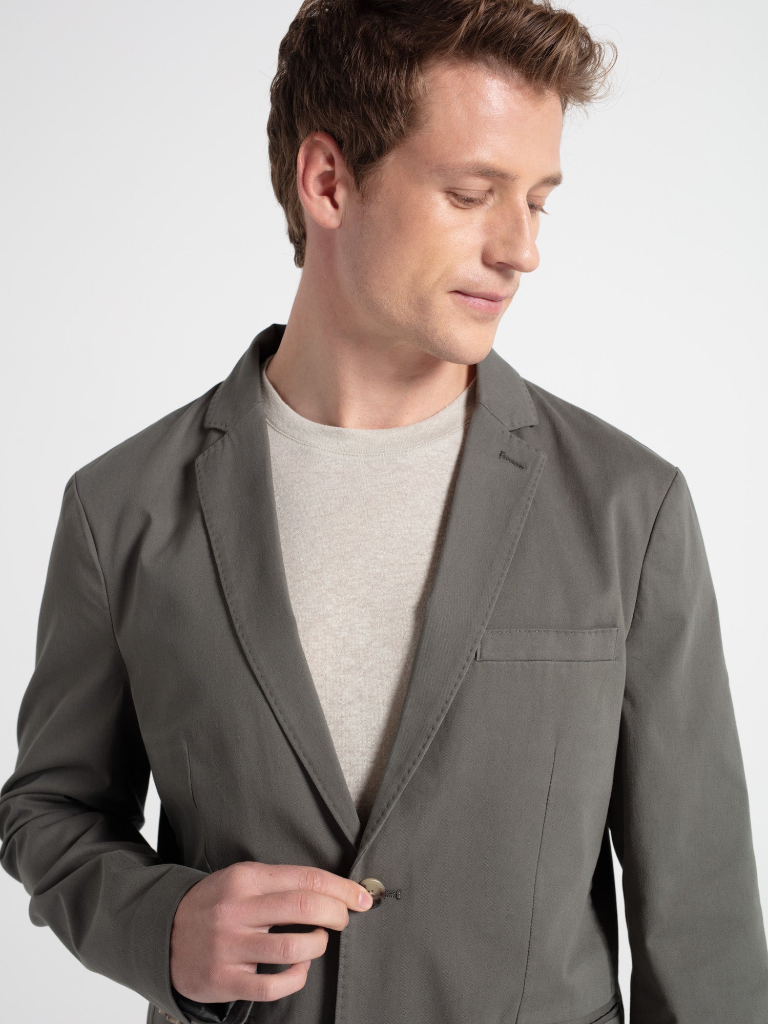 Plain cotton casual blazer