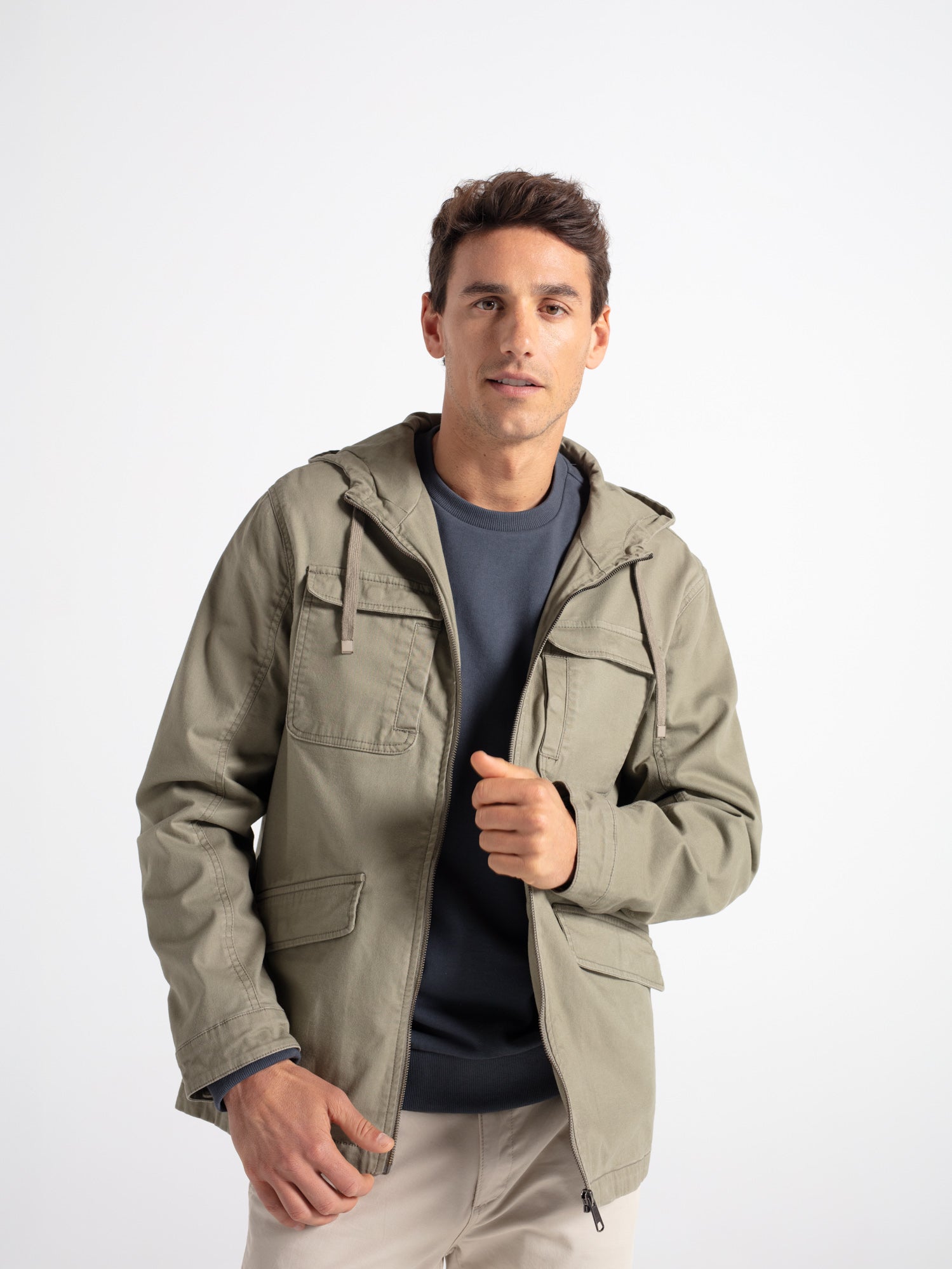 Worker jacket with hood