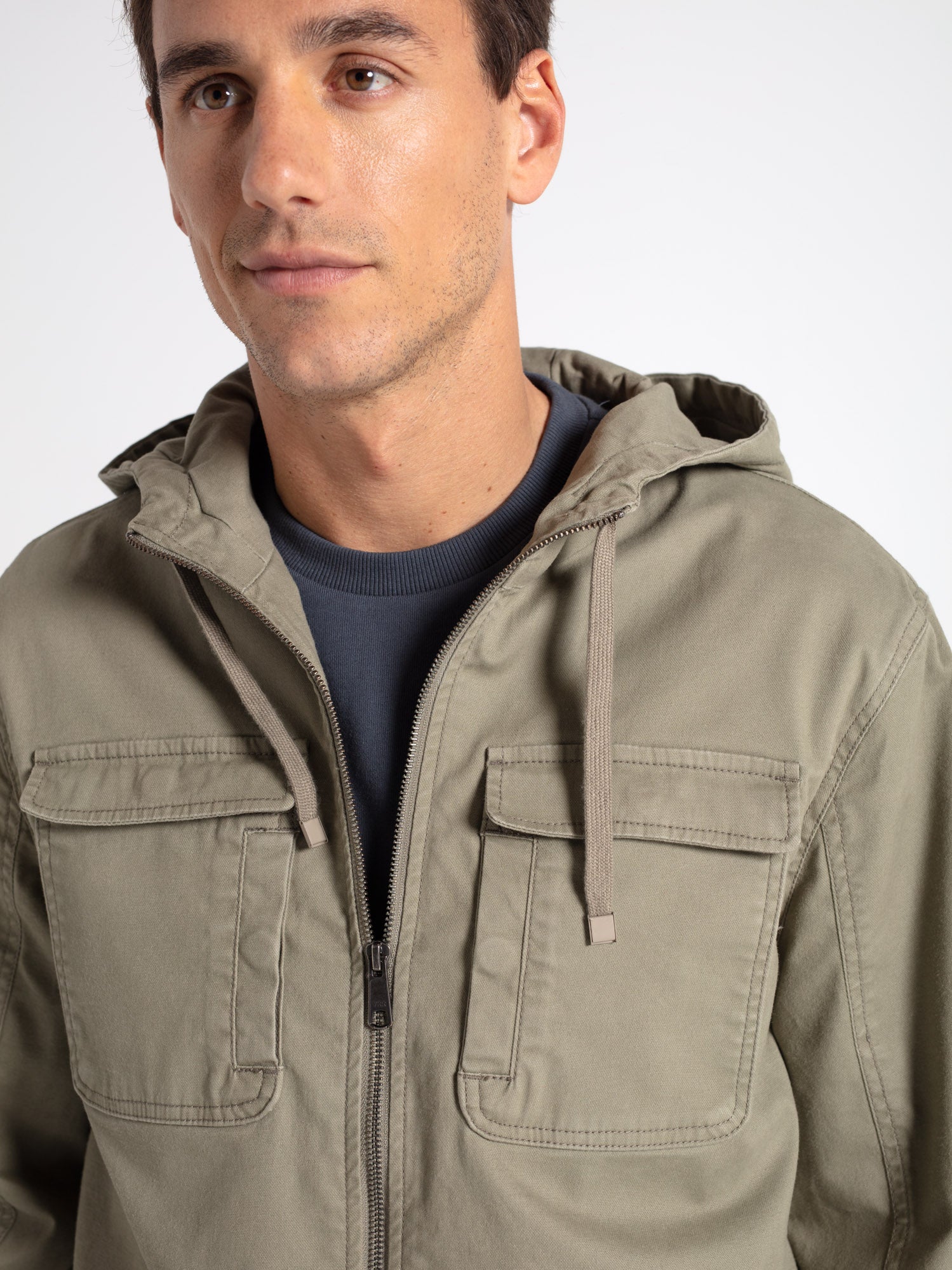 Worker jacket with hood