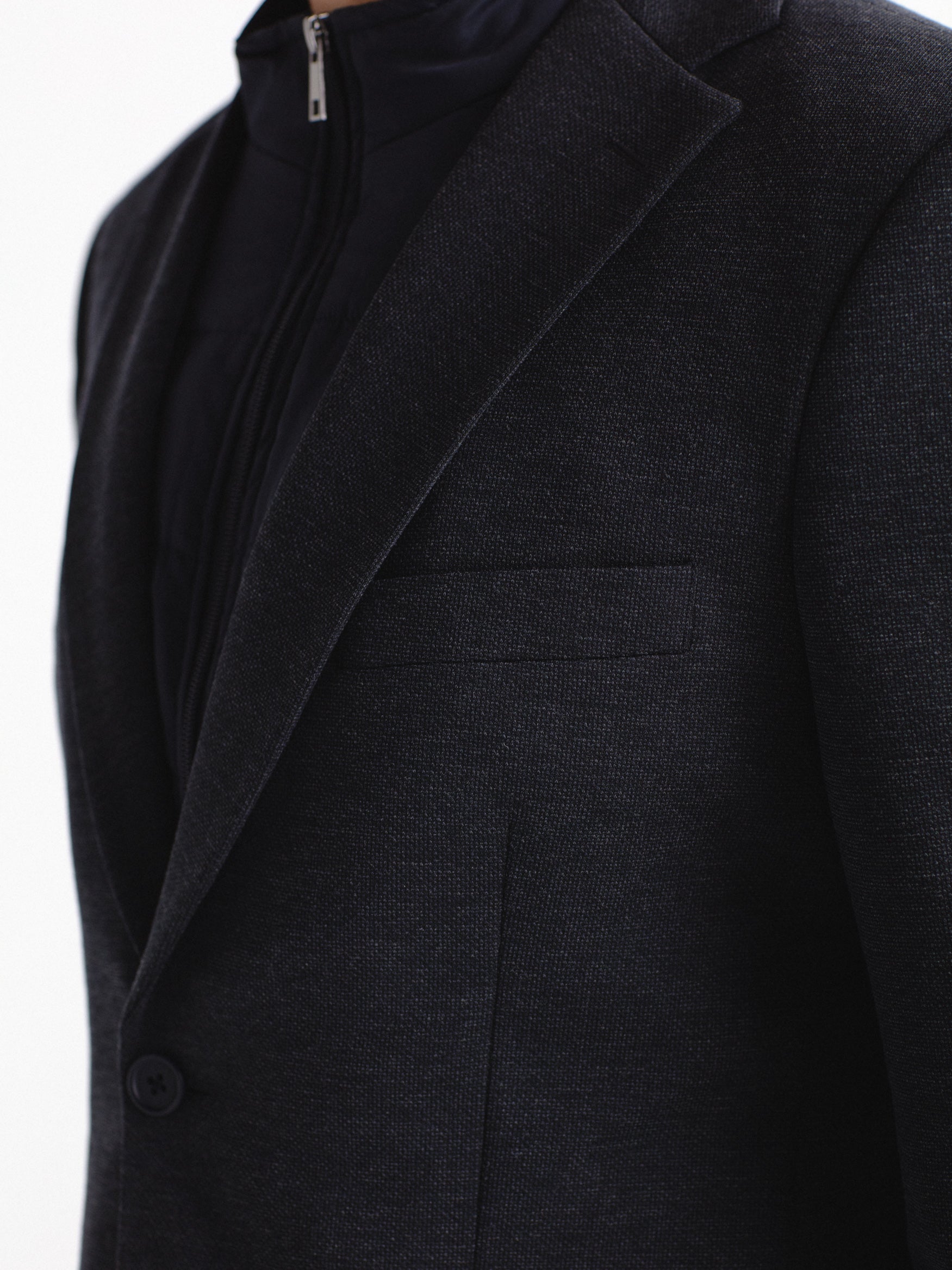Quilted blazer, plain faux leather