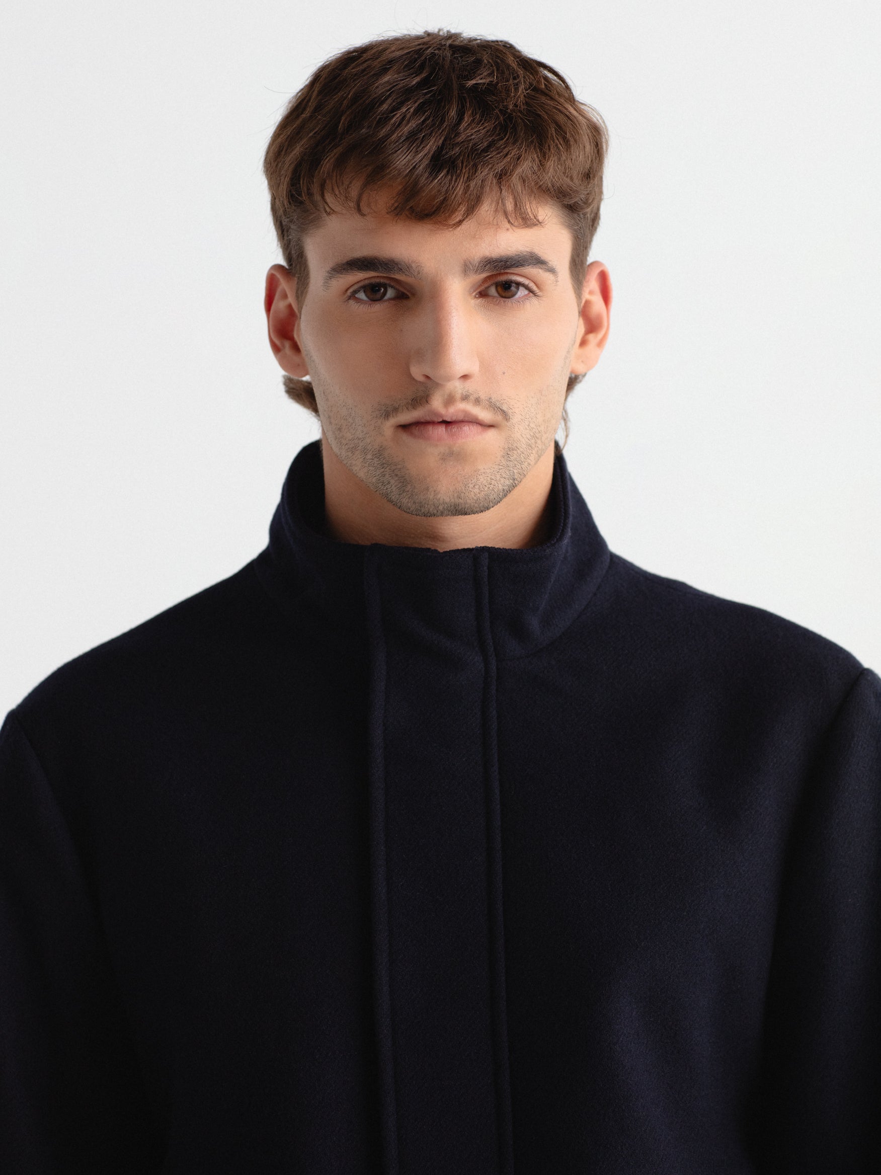 Abrigo lana cuello chimenea