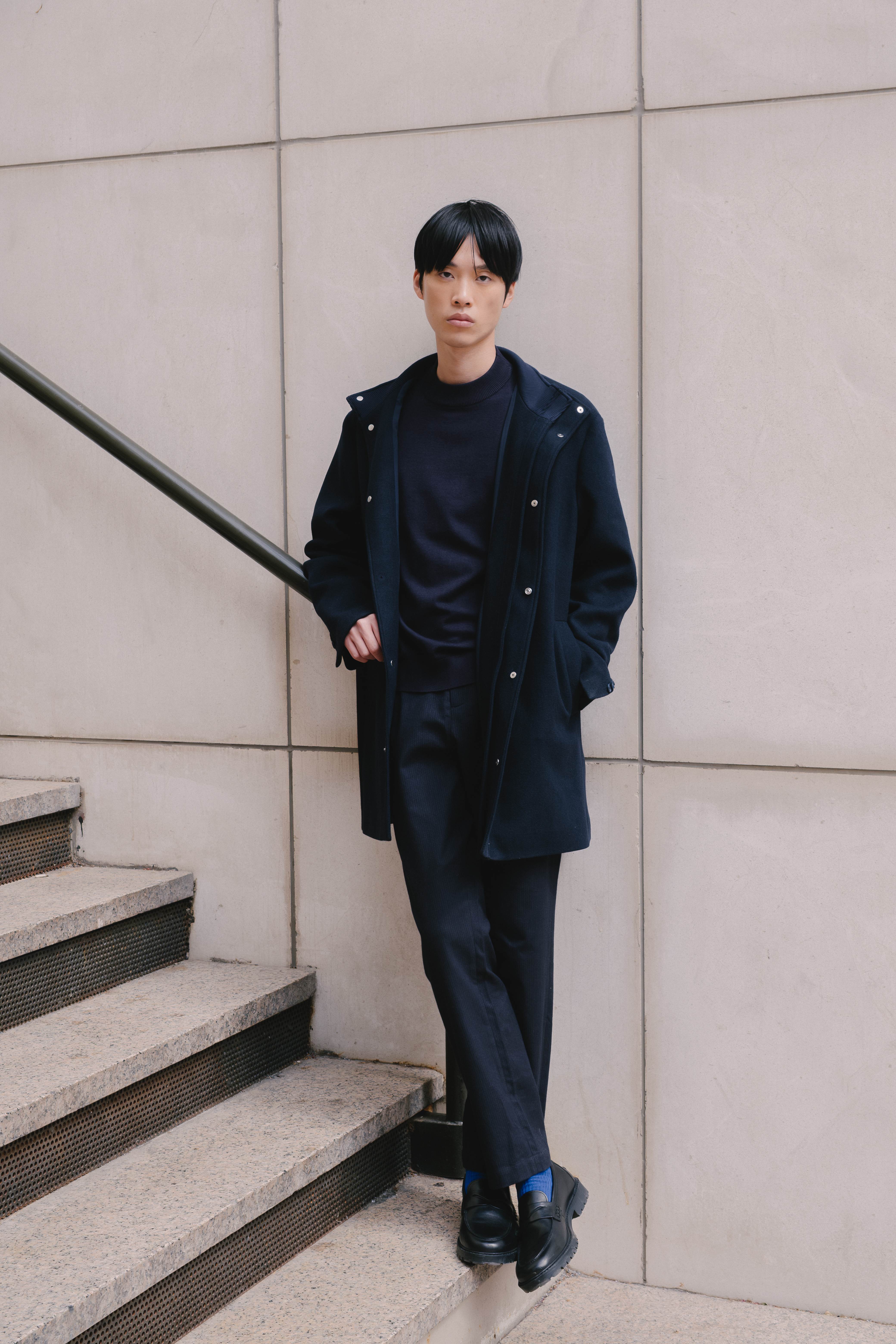 Abrigo lana cuello chimenea