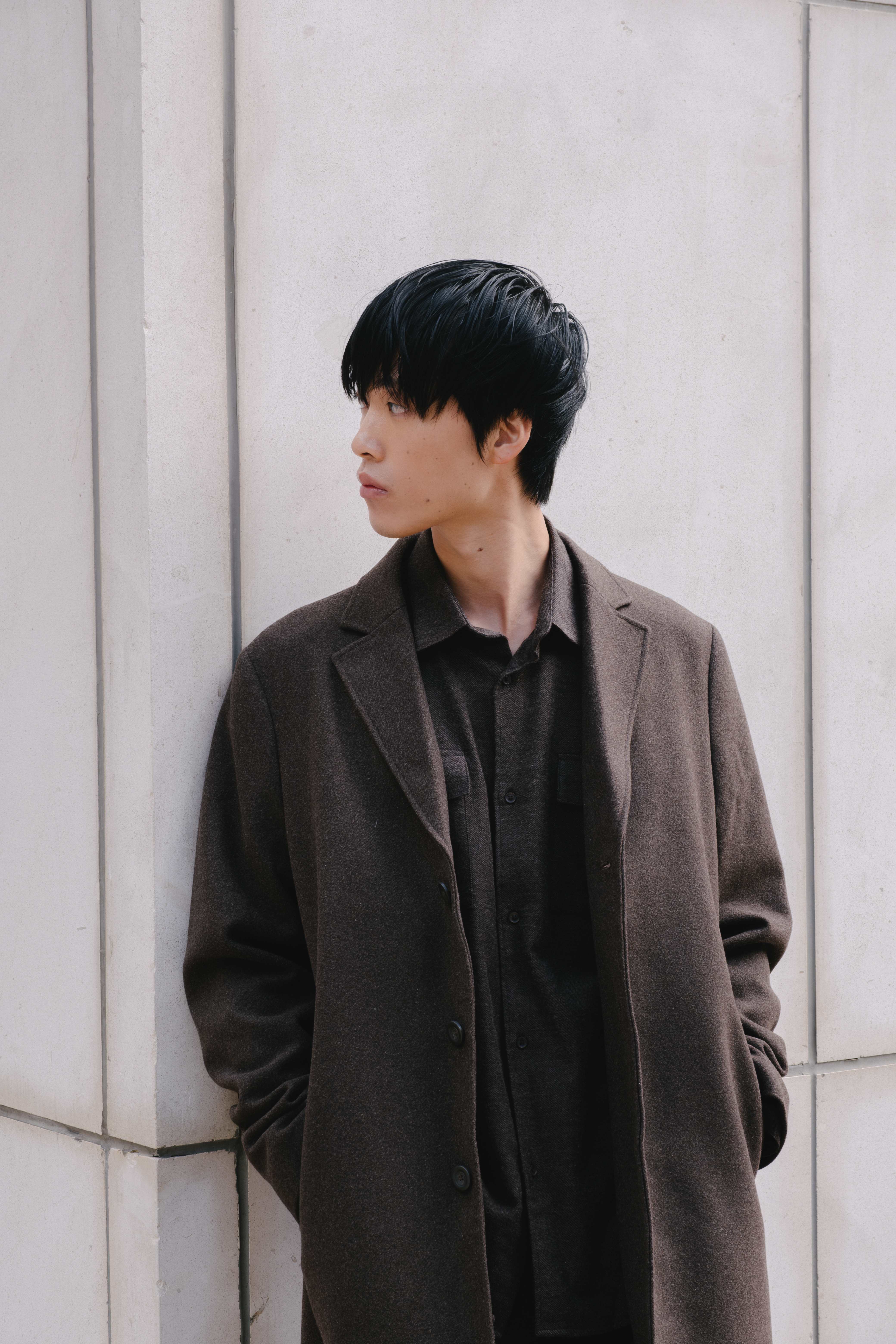 Abrigo lana cuello solapa