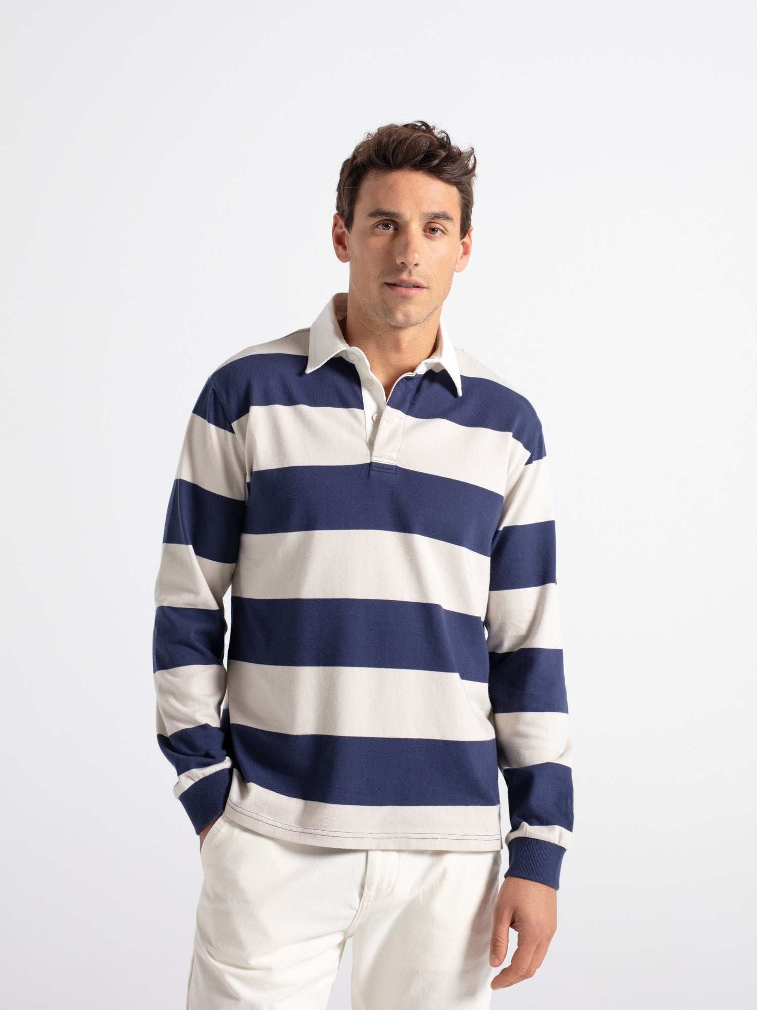 Polo algodón de rayas manga larga