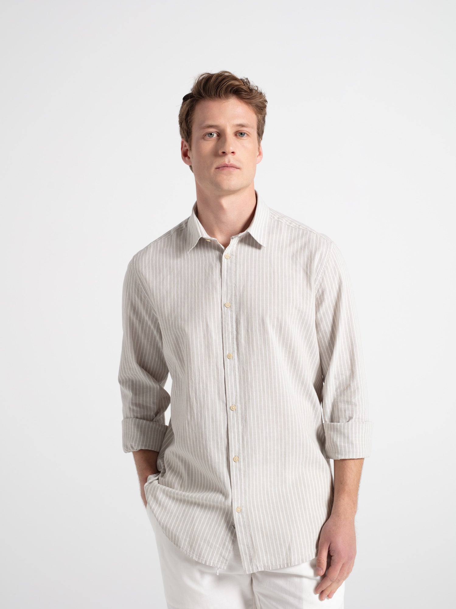 Camisa lino rayas