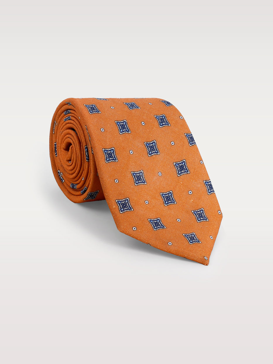 Corbata 100% lino rombos