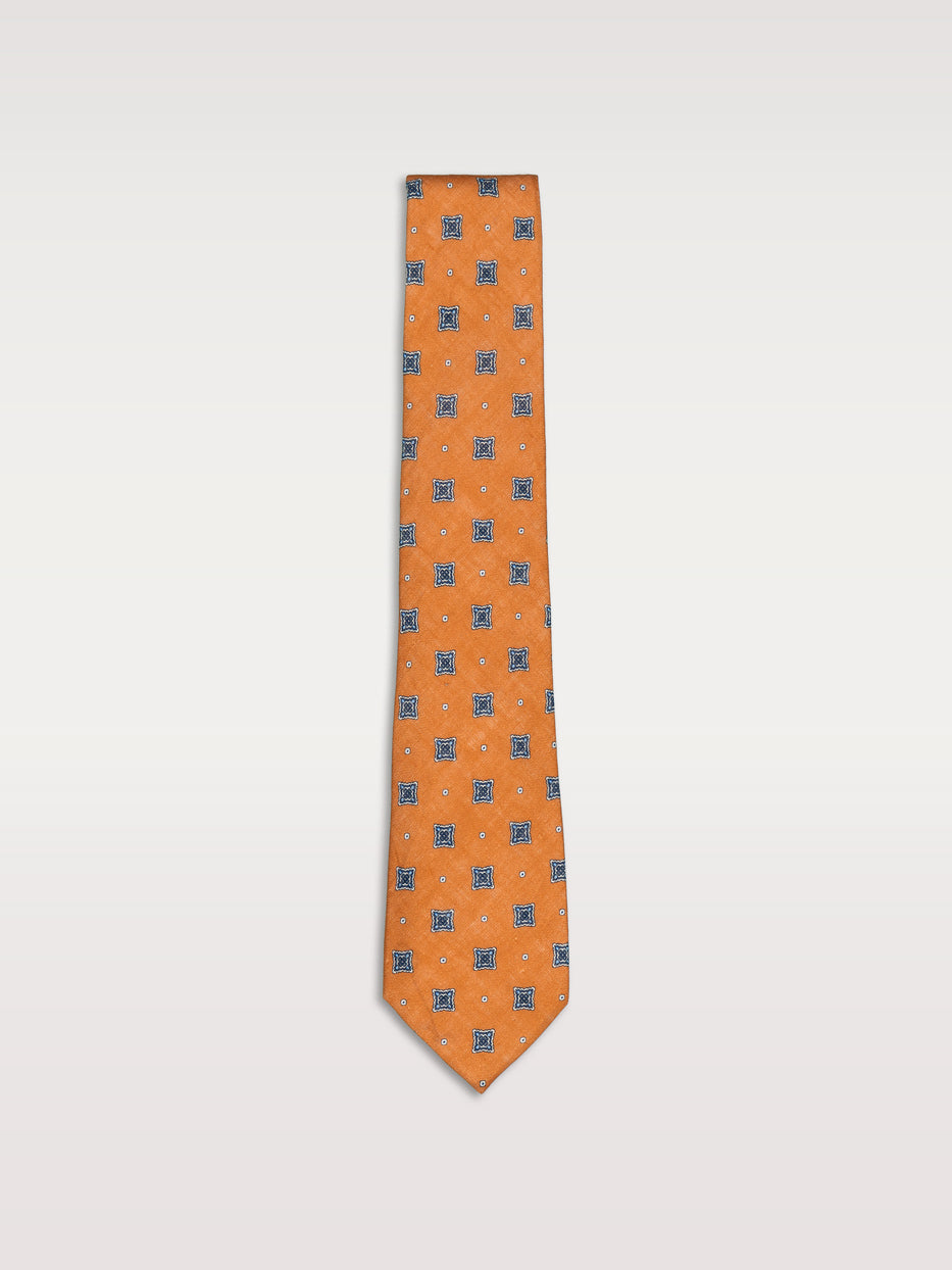 Corbata 100% lino rombos