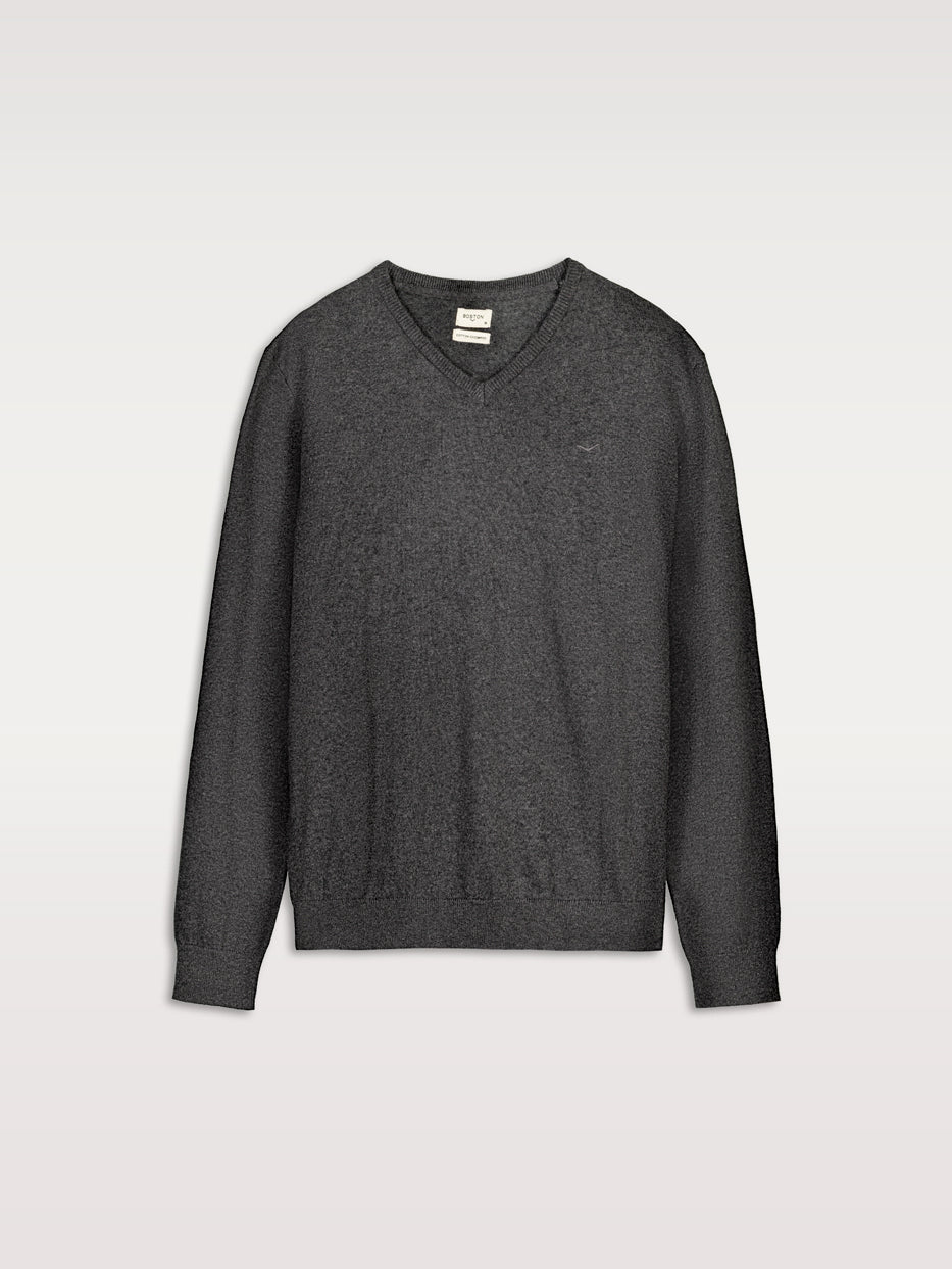 Jersey con cashmere cuello pico