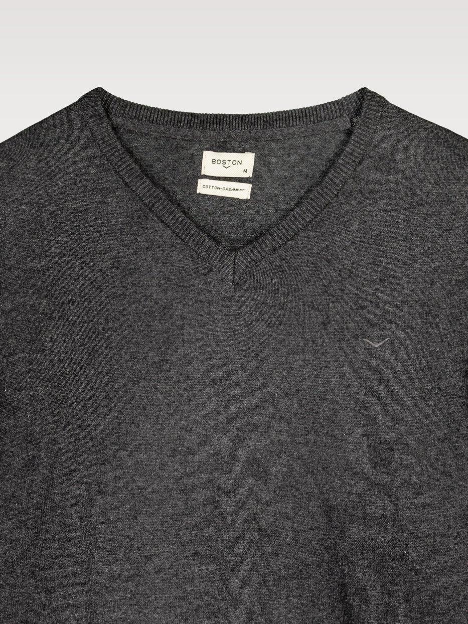 Jersey con cashmere cuello pico