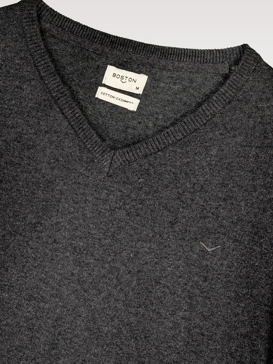 Jersey con cashmere cuello pico