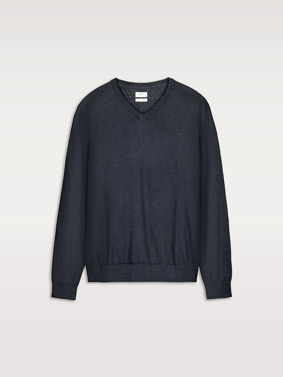 Jersey con cashmere cuello pico