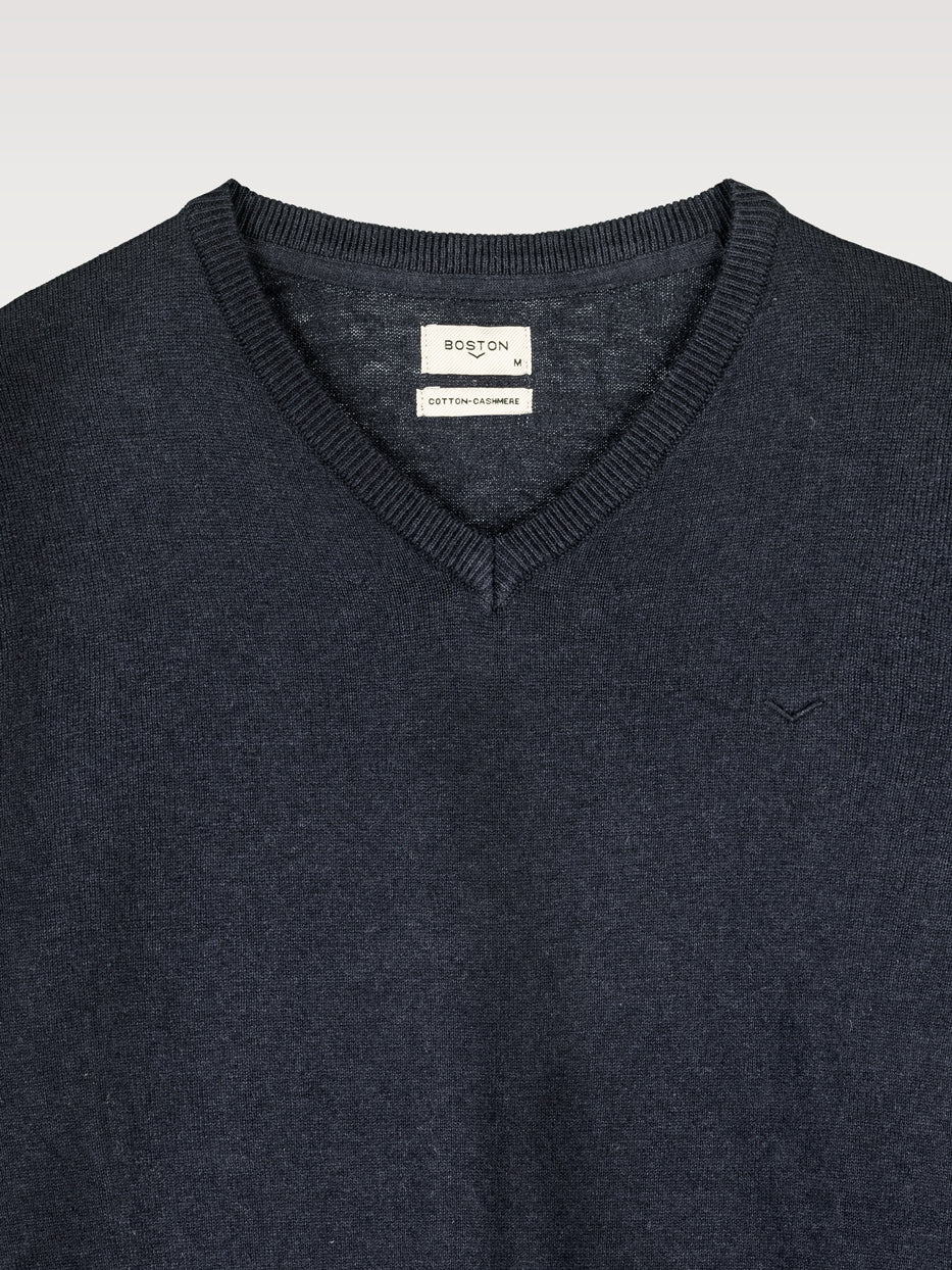 Jersey con cashmere cuello pico