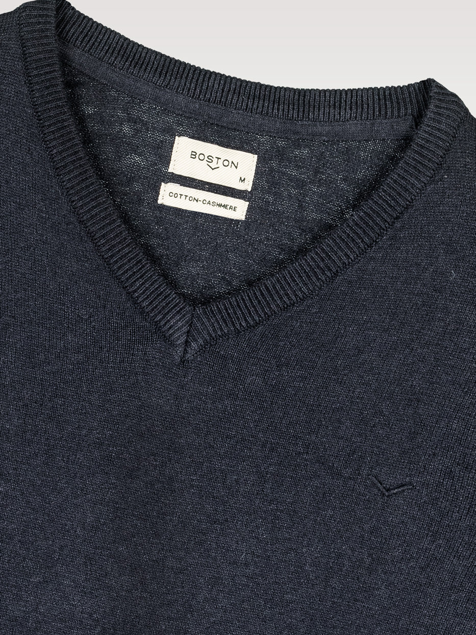 Jersey con cashmere cuello pico