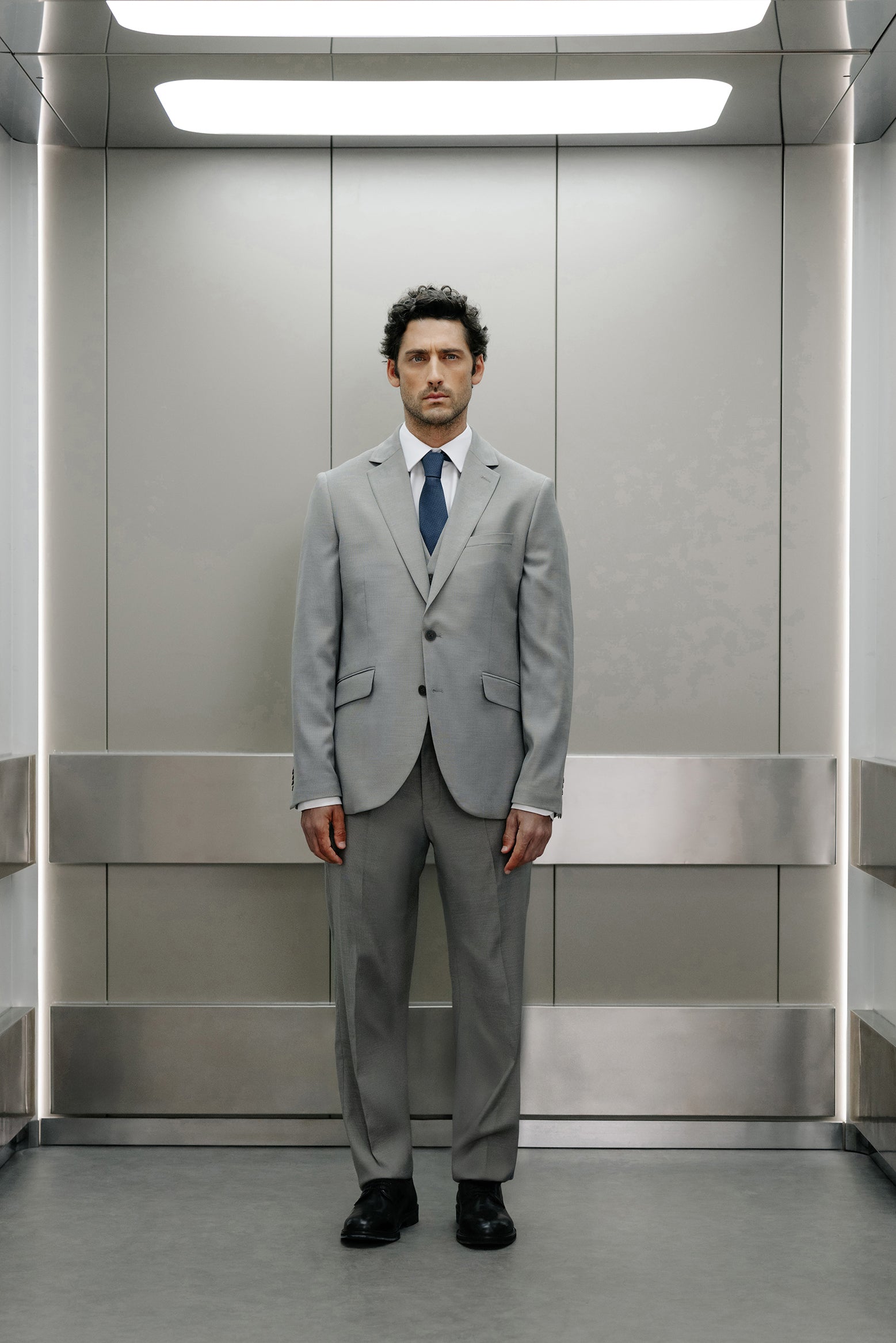 Americana traje slim fit falso liso