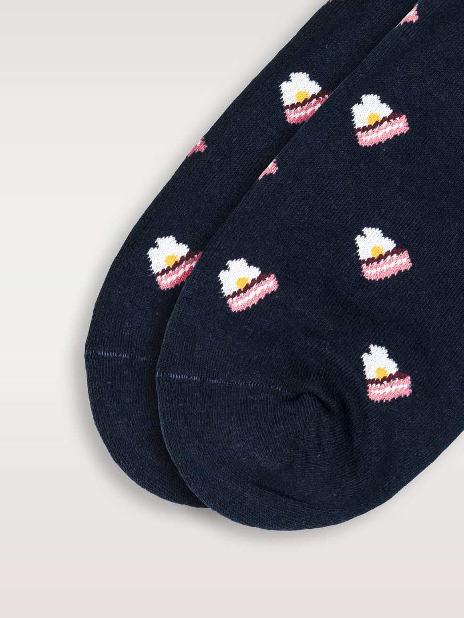 Calcetines estampado bacon y huevo