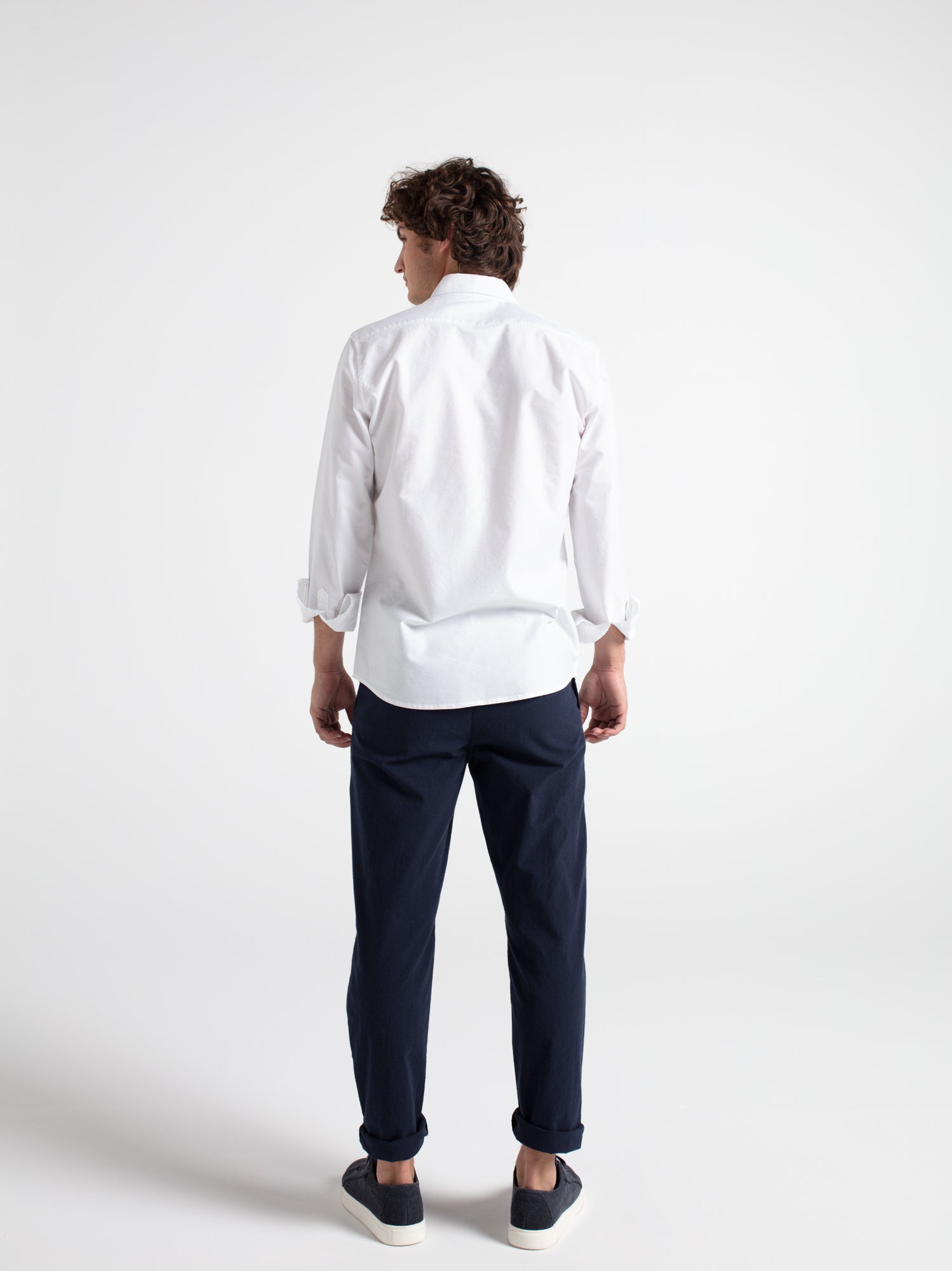 Pantalón algodón seersucker pinzas