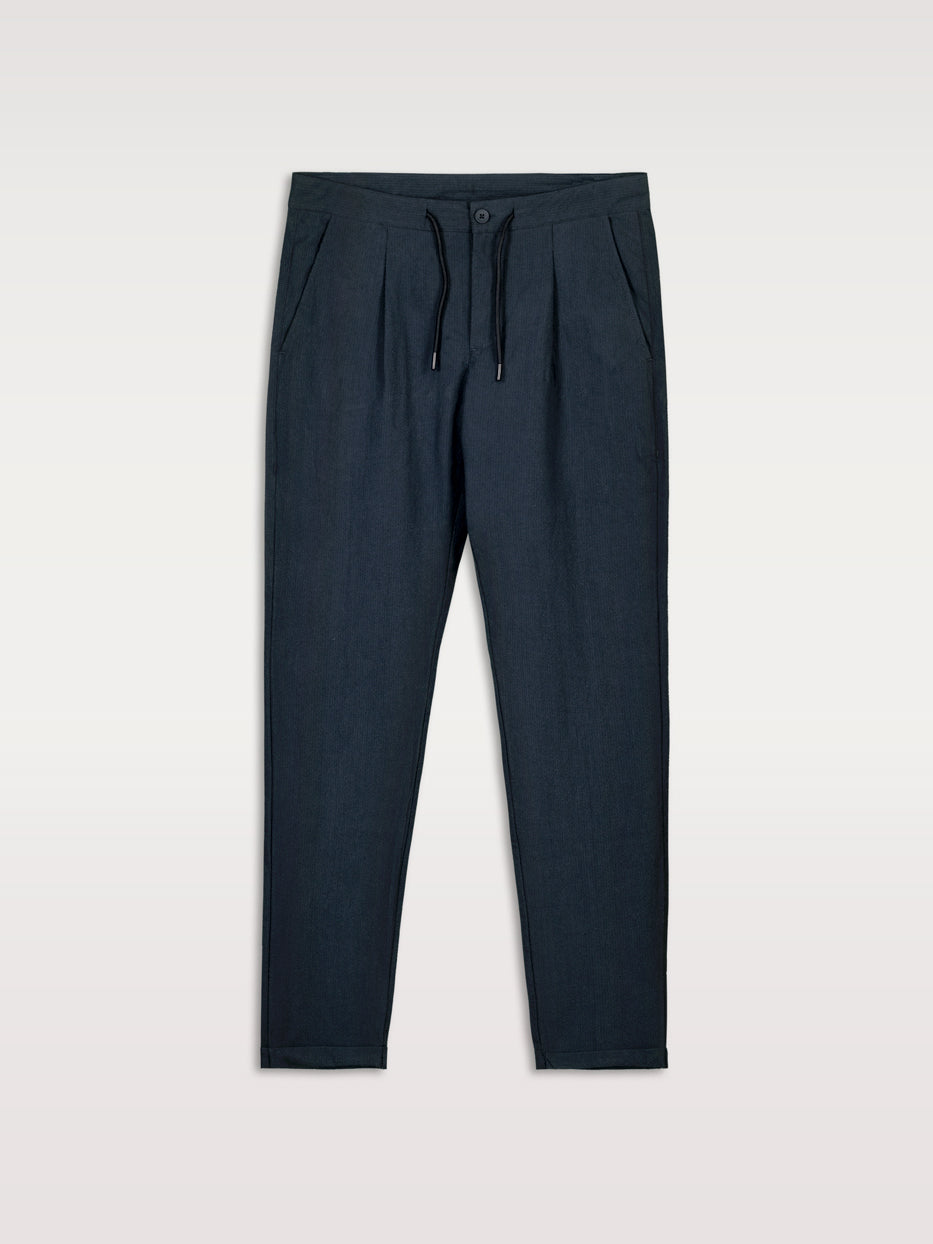 Pantalón algodón seersucker pinzas