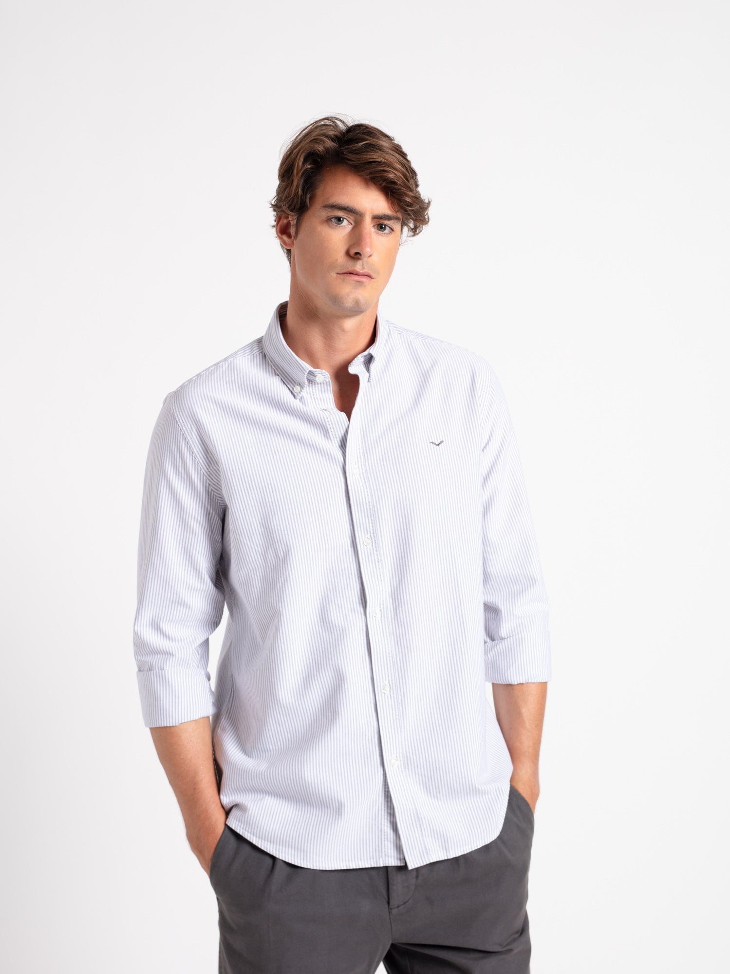 Camisa algodón slim fit rayas