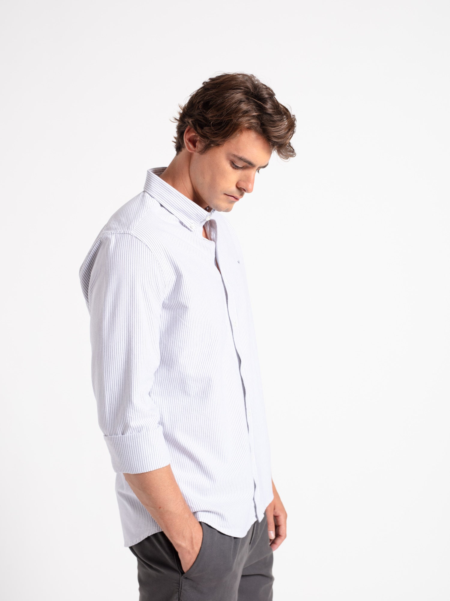 Camisa algodón slim fit rayas