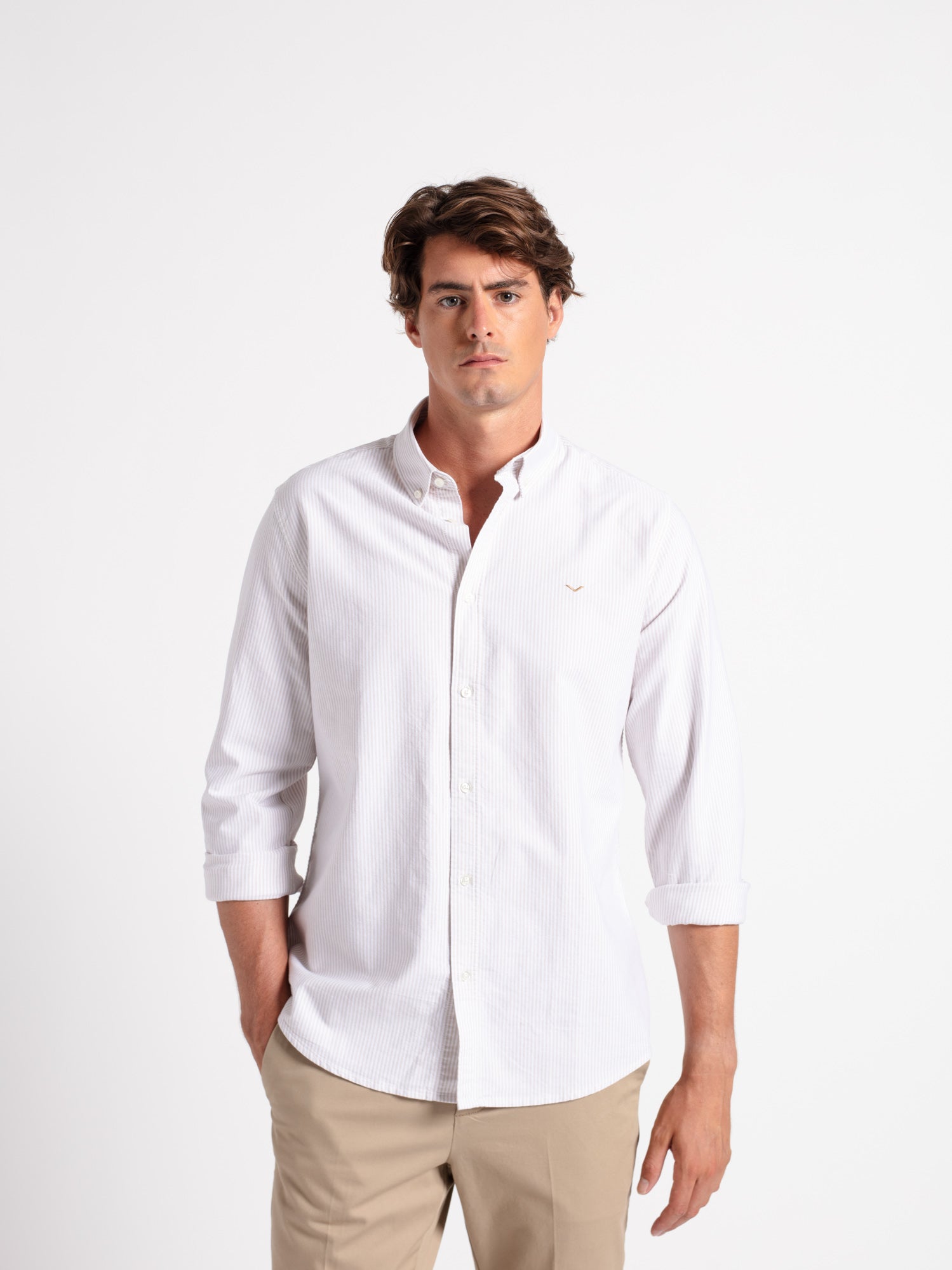 Camisa algodón slim fit rayas
