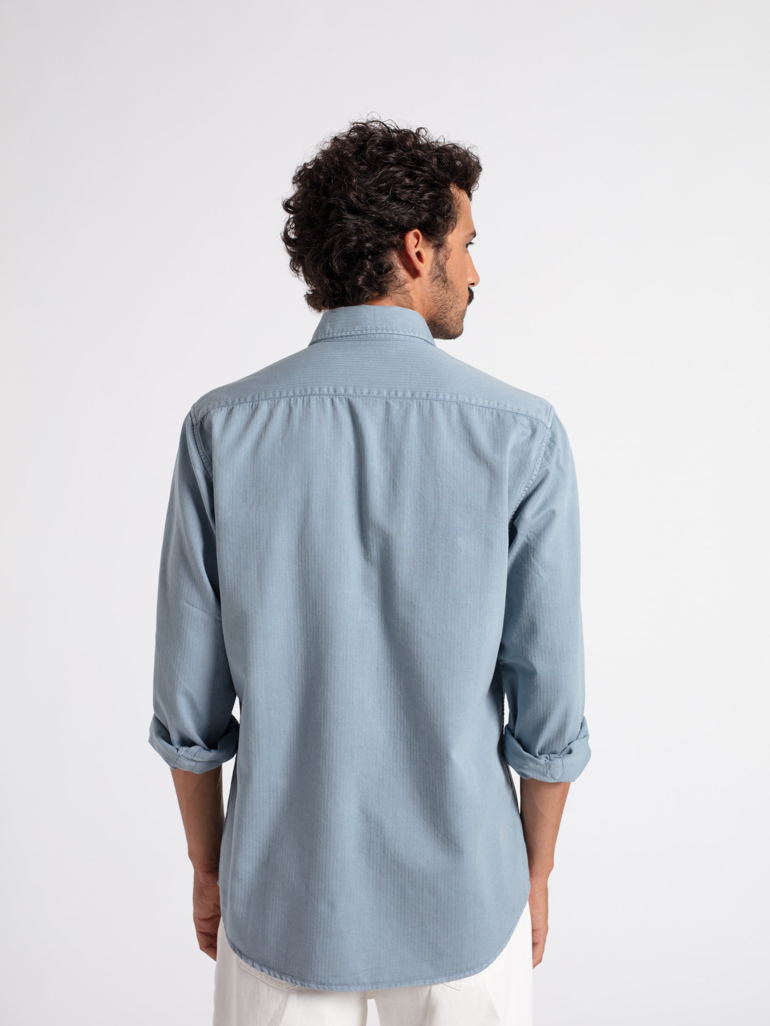 Regular fit herringbone chambray shirt
