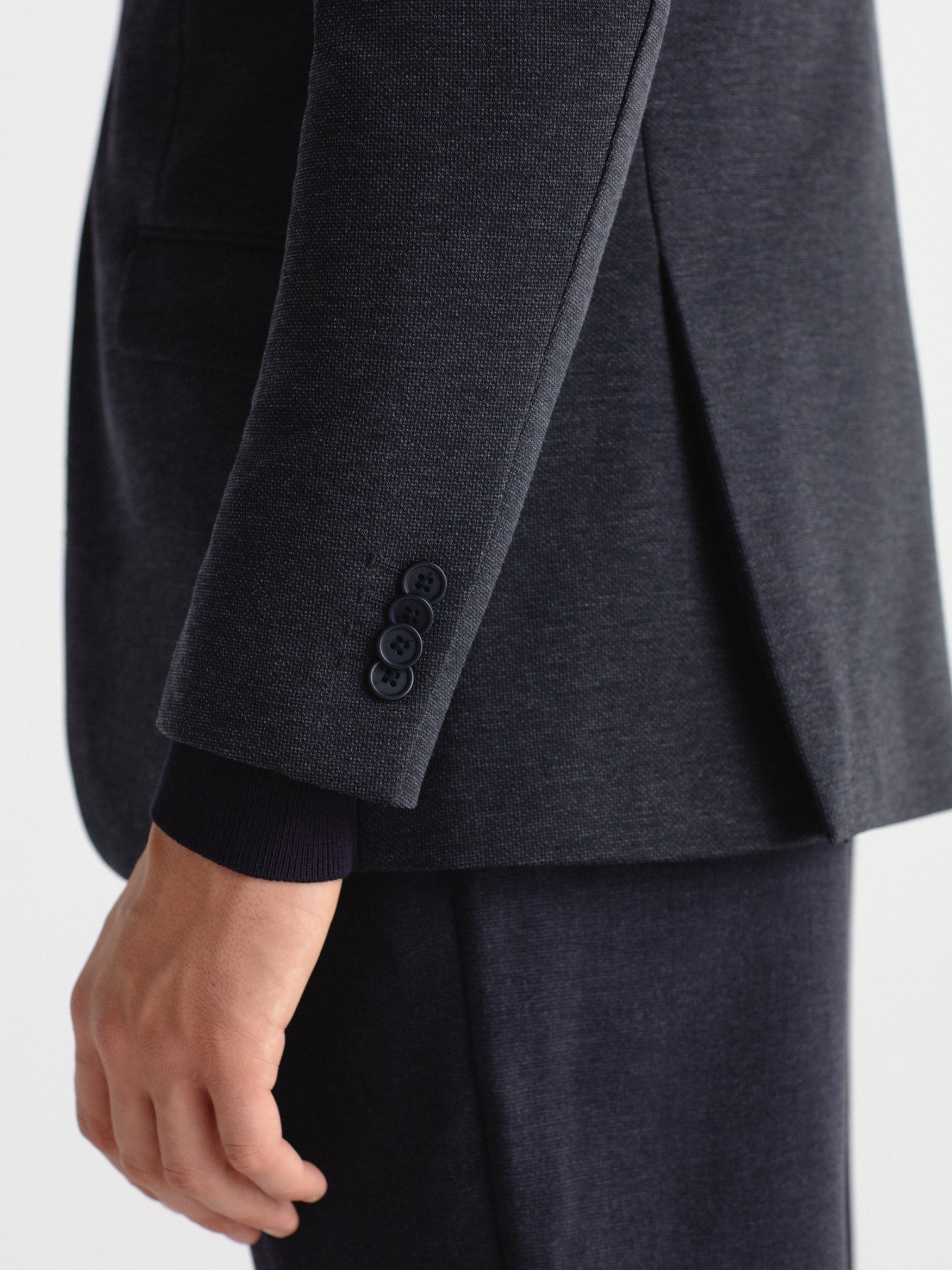 Quilted blazer, plain faux leather