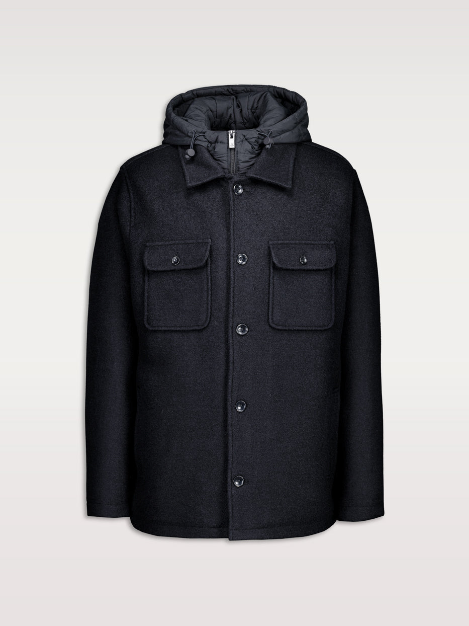 Chaquetón lana con chaleco capucha