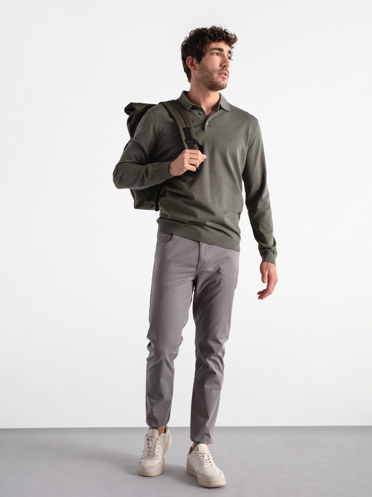 Slim fit twill trousers