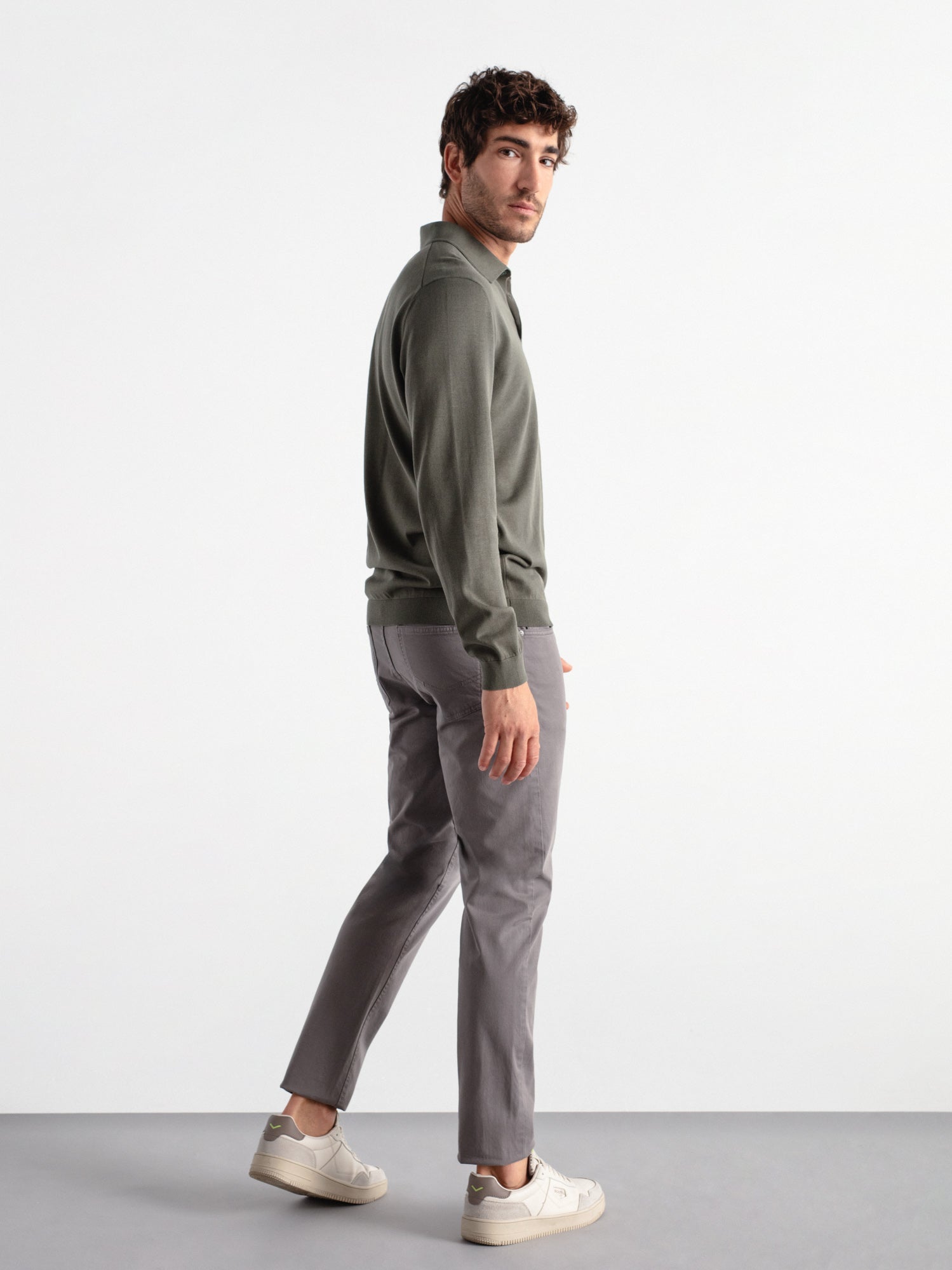 Slim fit twill trousers