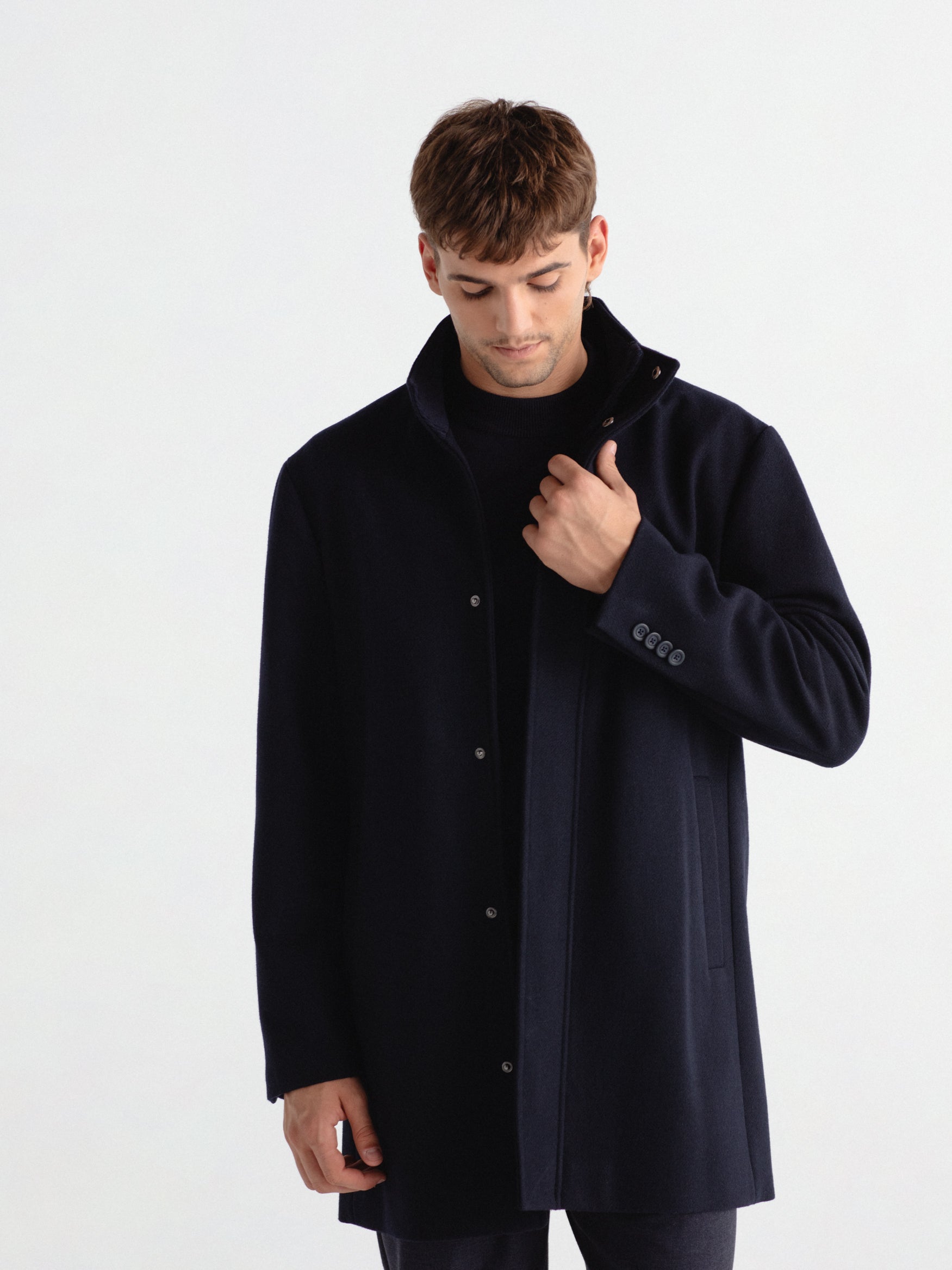 Abrigo lana cuello chimenea