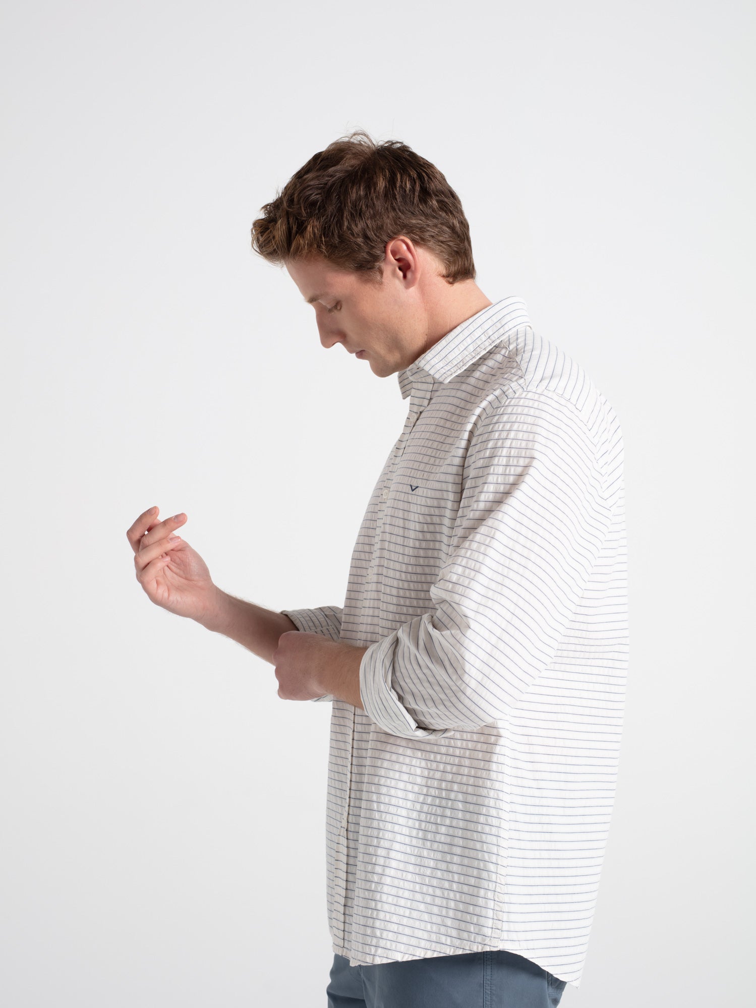 Camisa algodón slim rayas seersucker