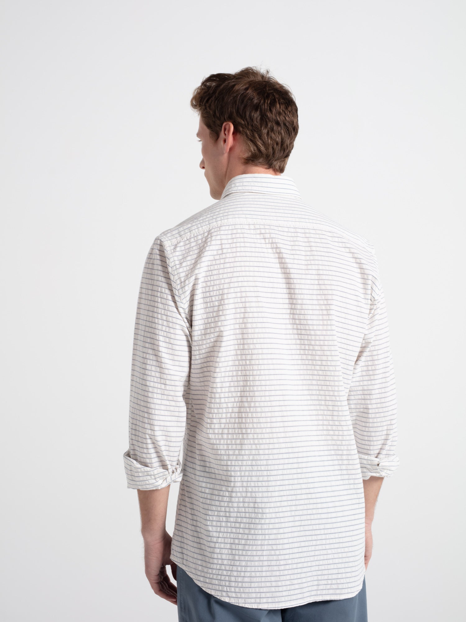 Camisa algodón slim rayas seersucker