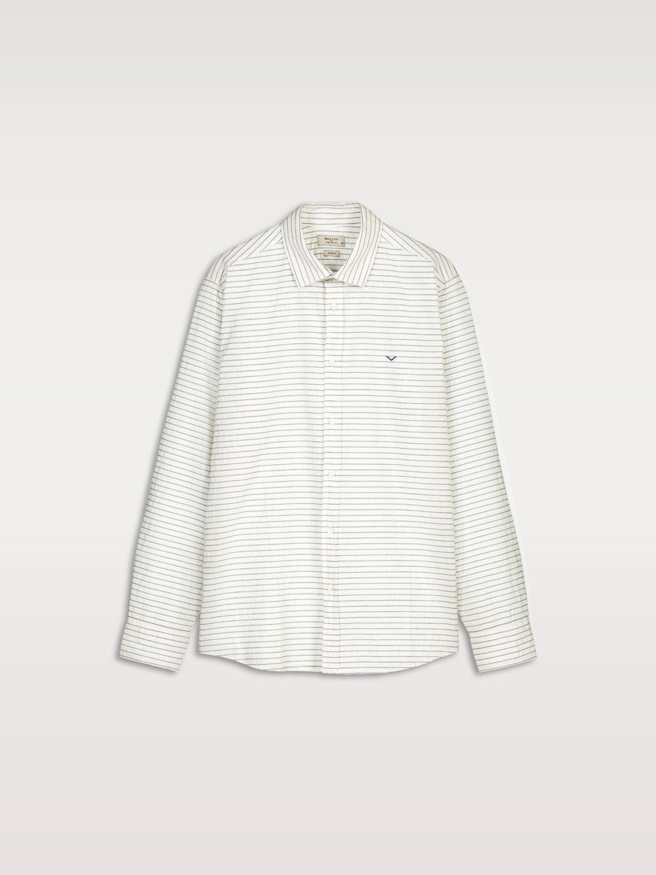 Camisa algodón slim rayas seersucker