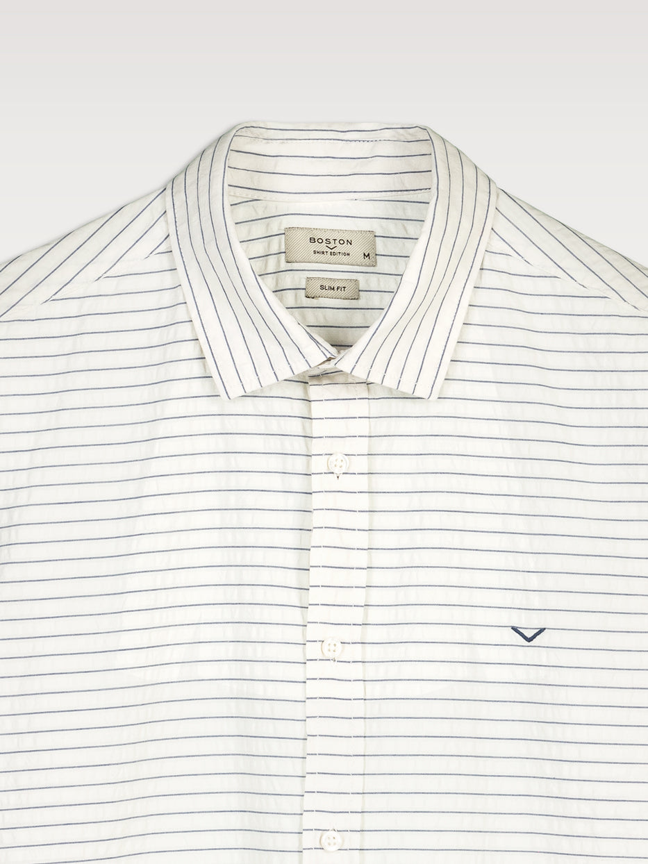 Camisa algodón slim rayas seersucker