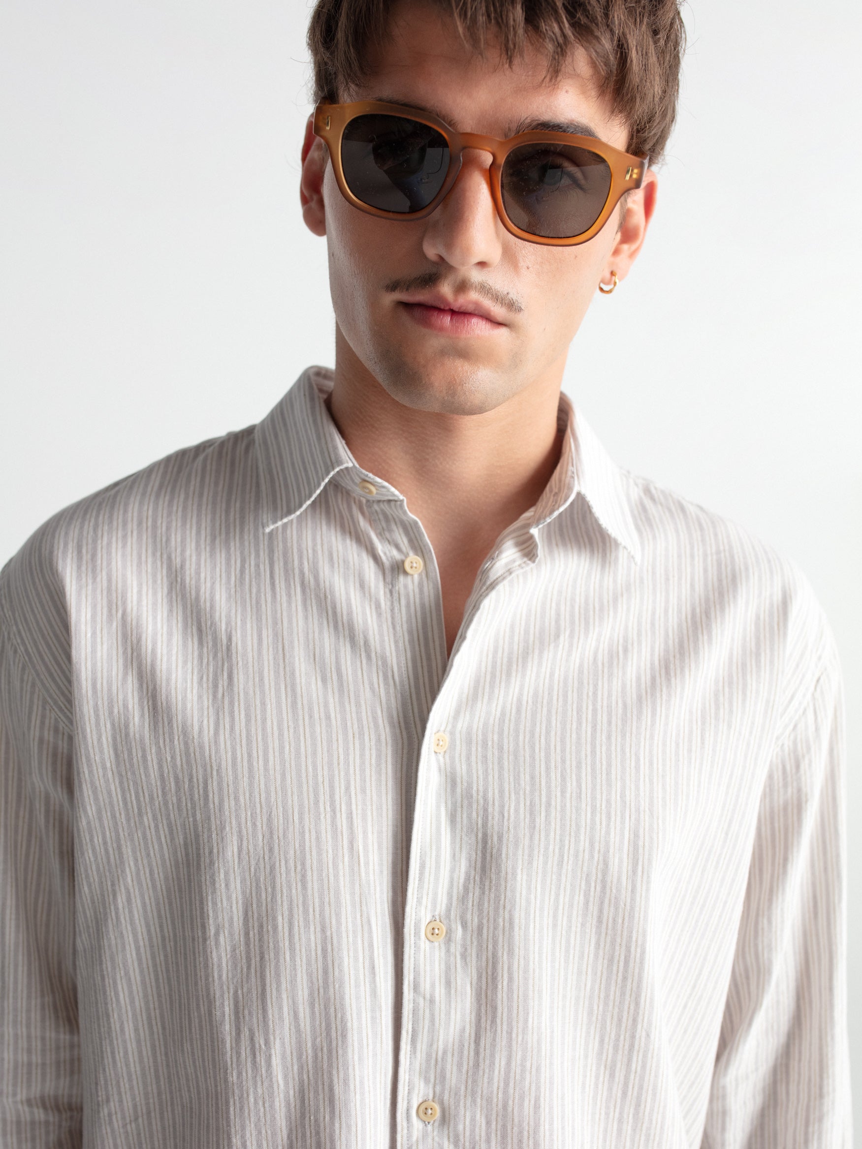 Camisa oversize lino rayas