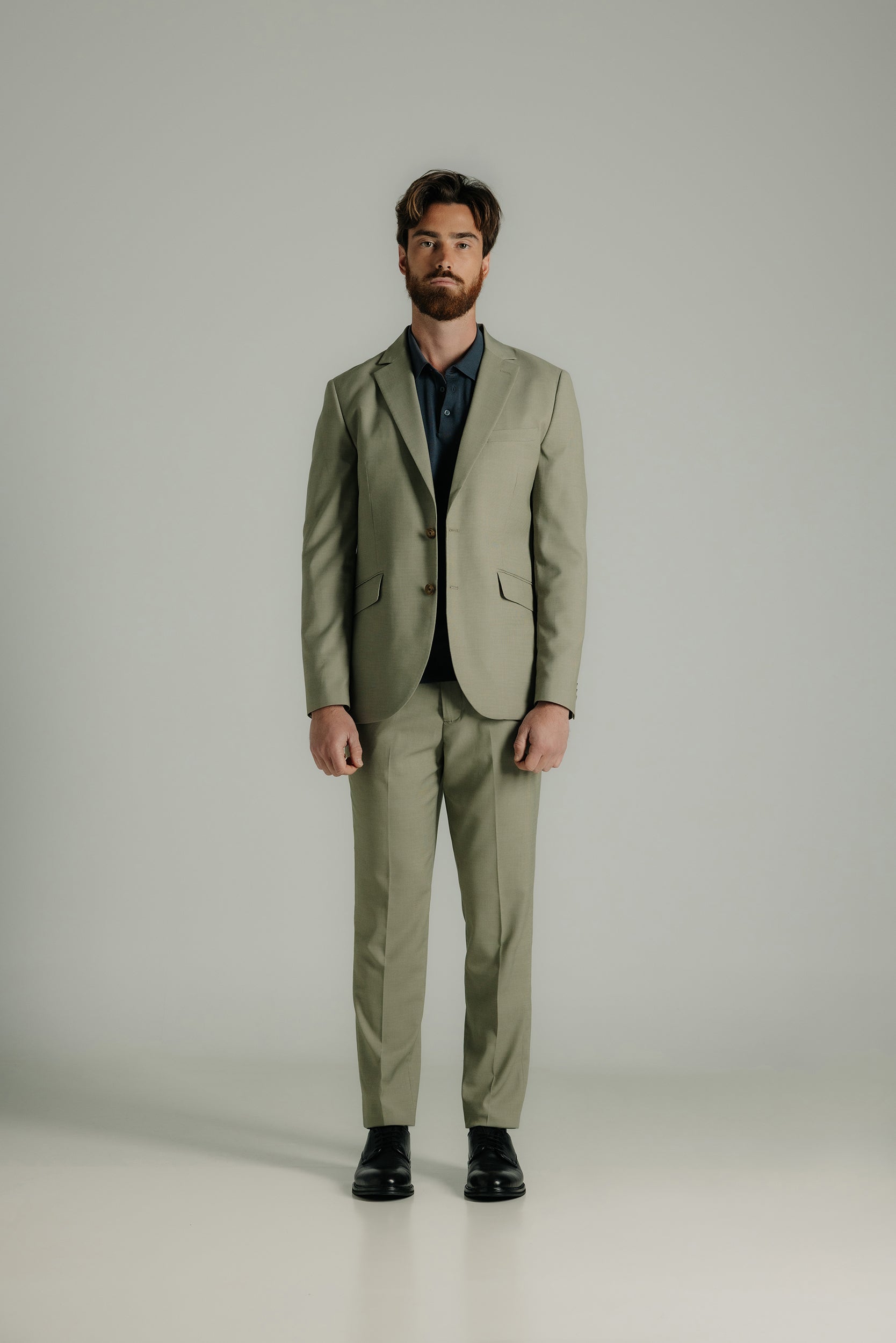 Plain-fronted slim-fit suit trousers