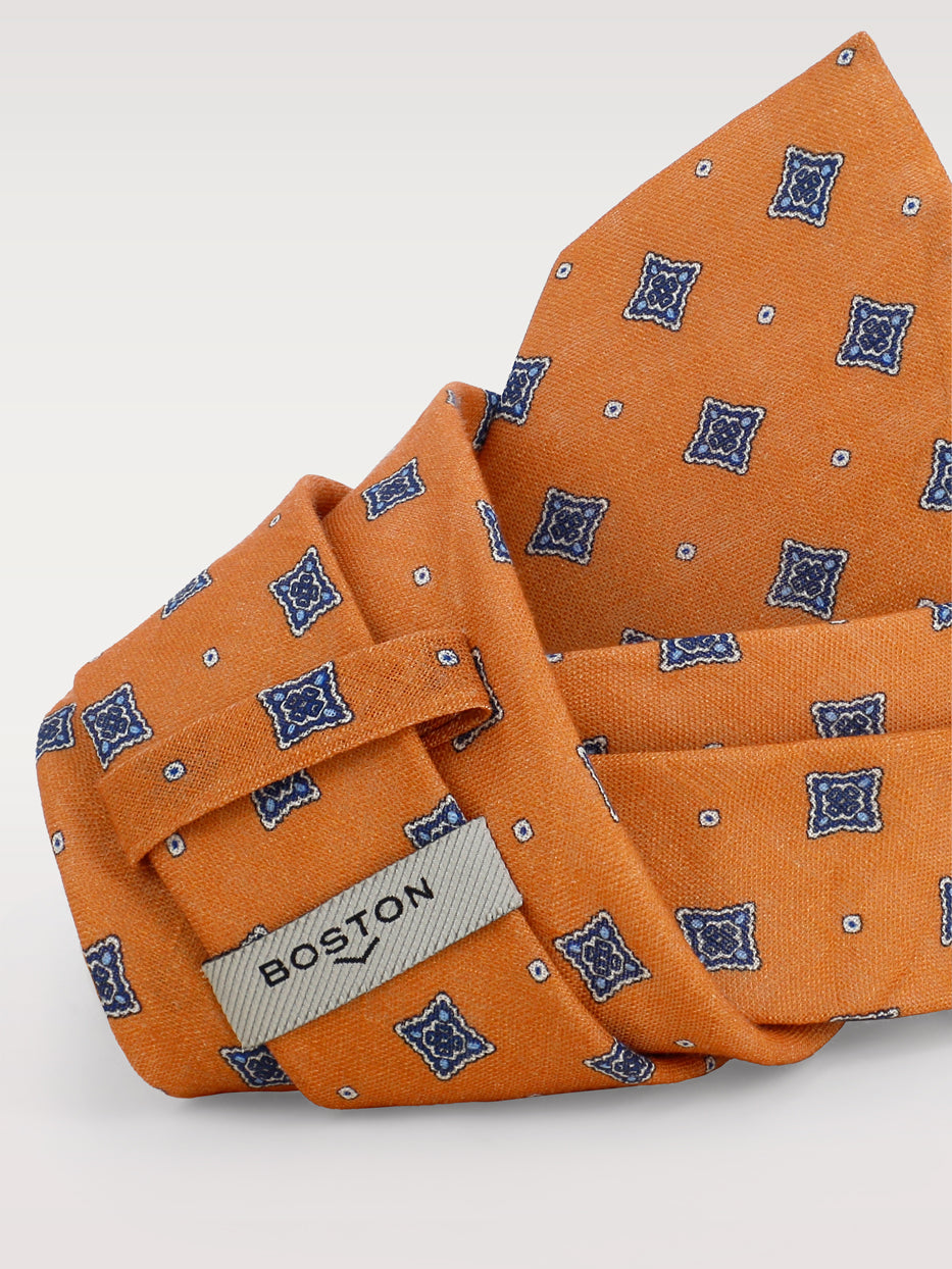 Corbata 100% lino rombos