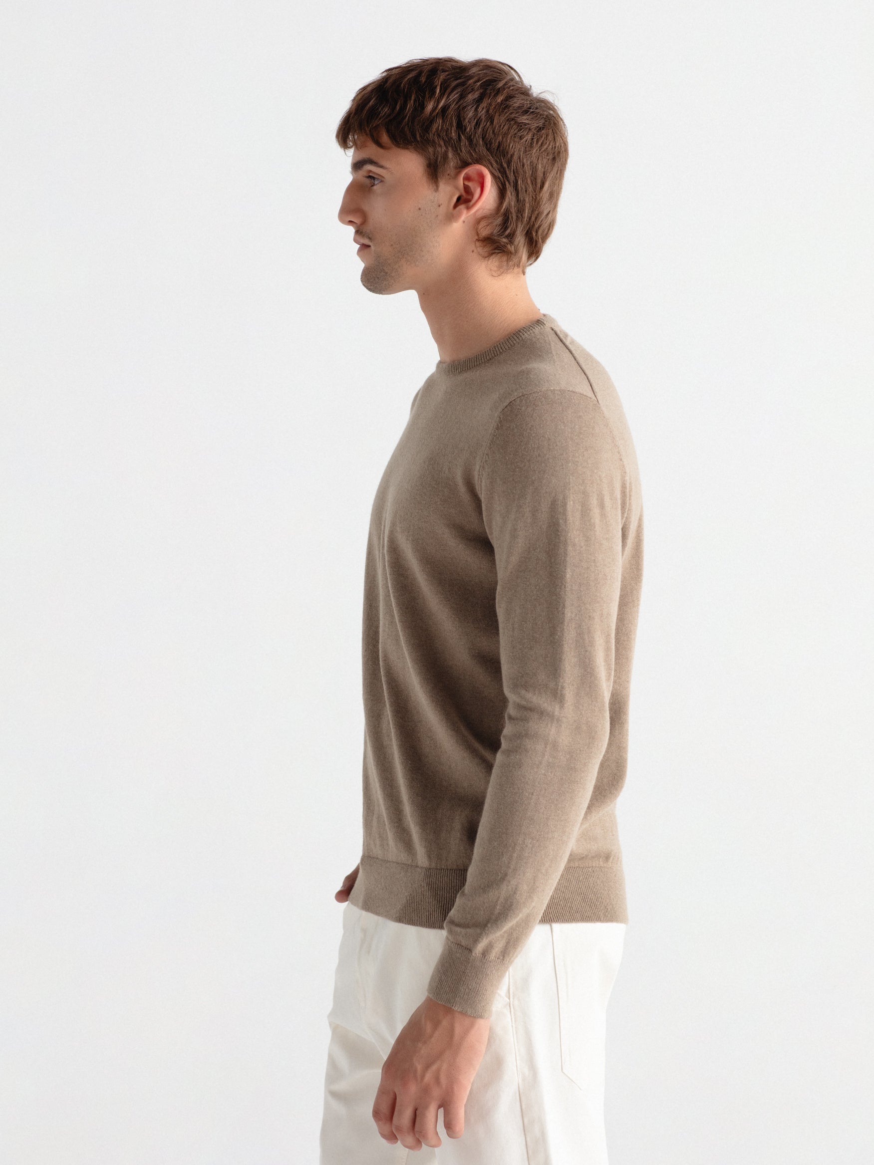 Jersey con cashmere cuello caja