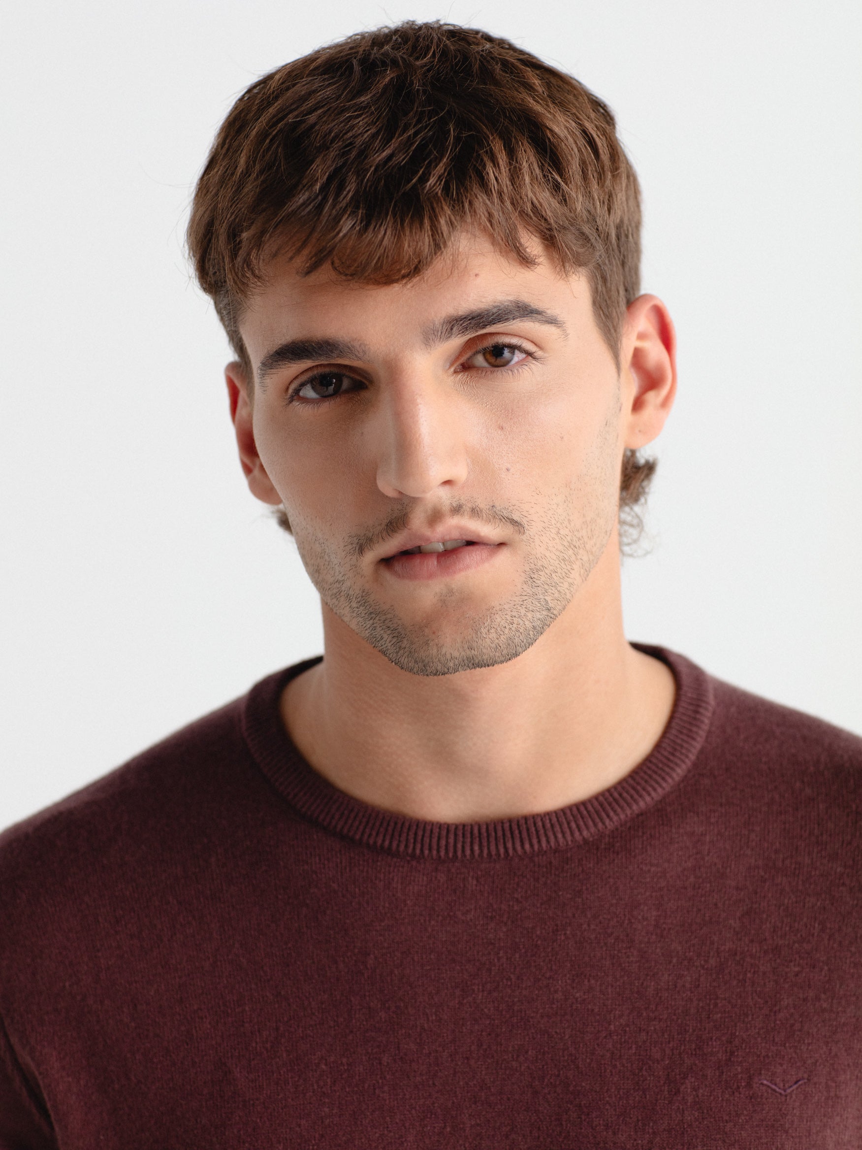 Jersey con cashmere cuello caja