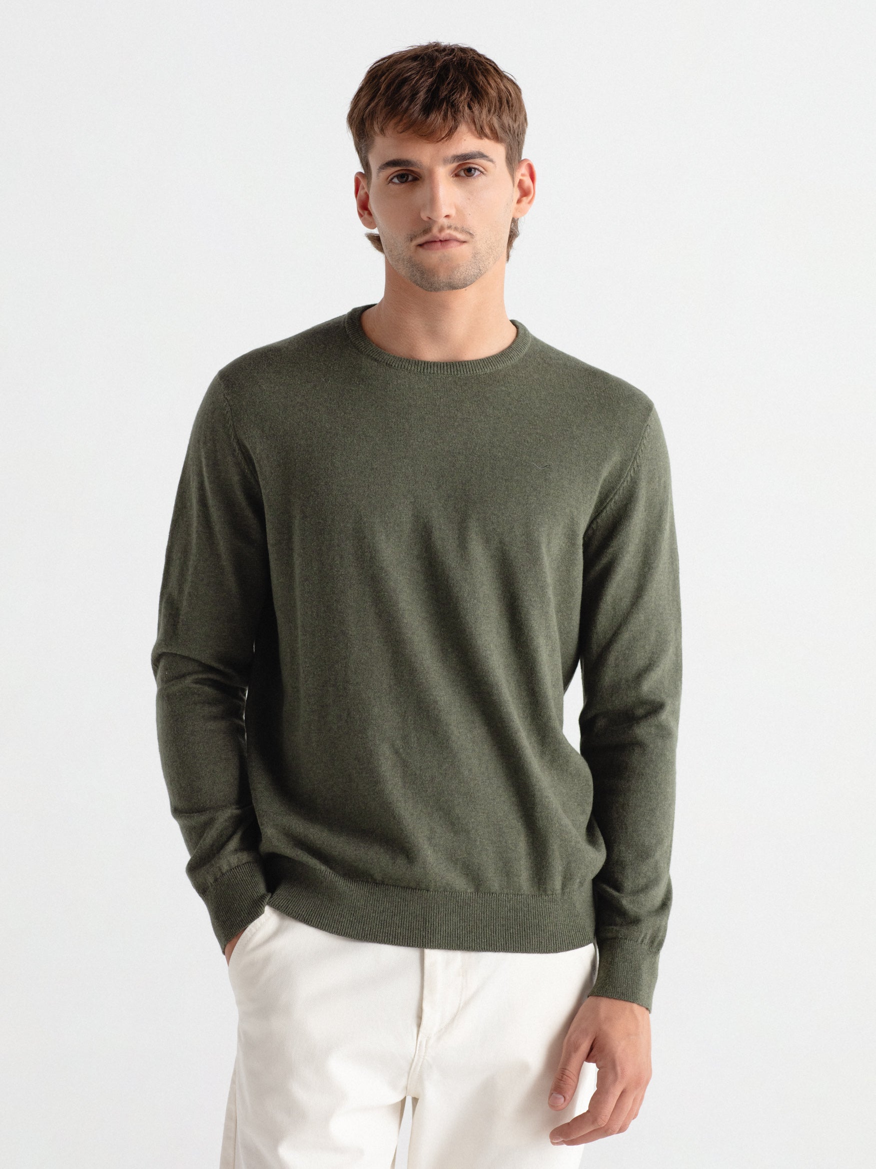 Jersey con cashmere cuello caja