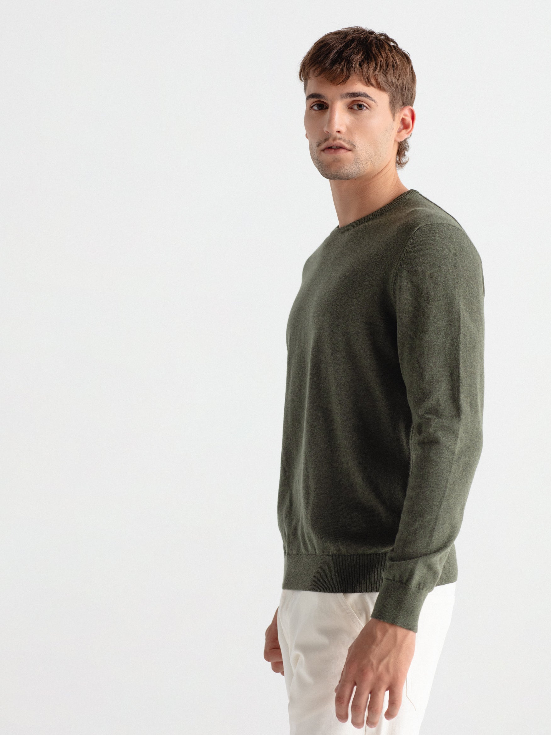 Jersey con cashmere cuello caja