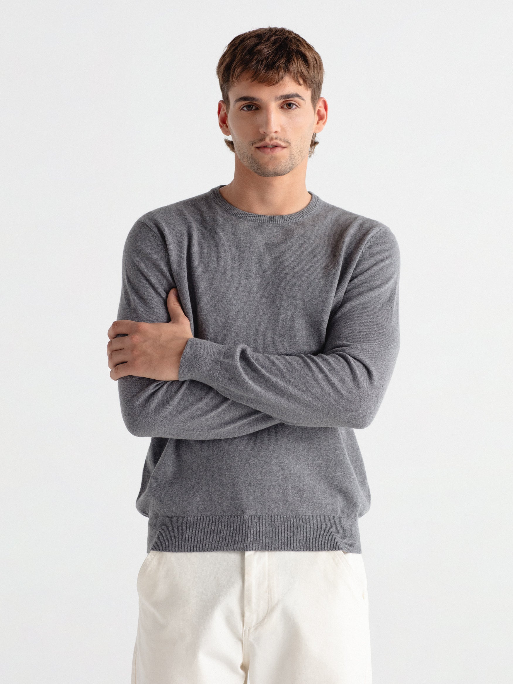 Jersey con cashmere cuello caja