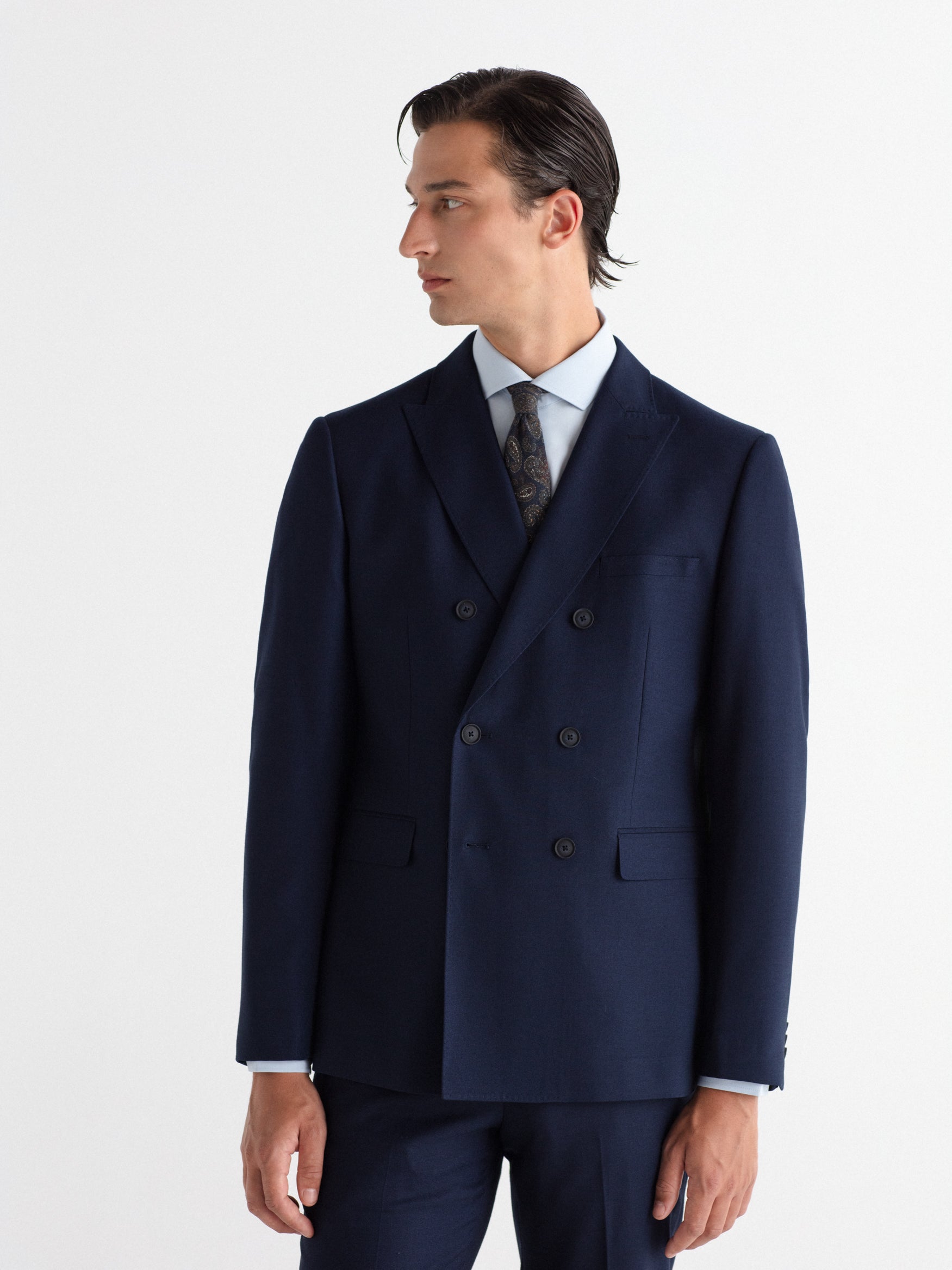 Americana cruzada traje falso liso