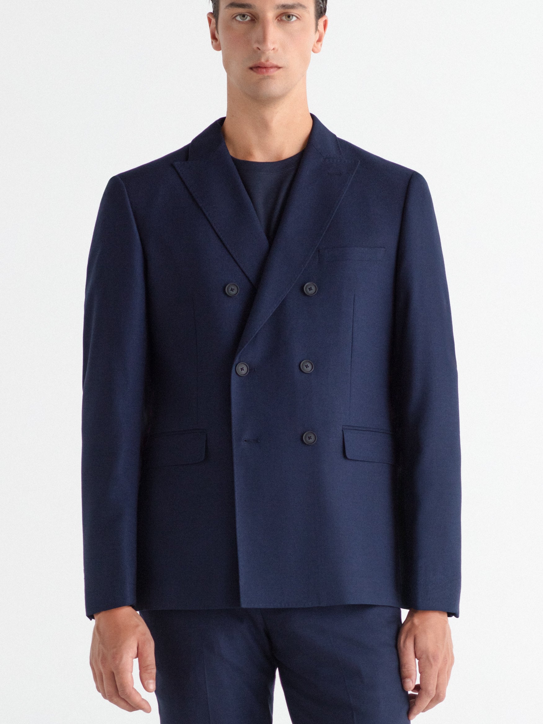 Americana cruzada traje falso liso